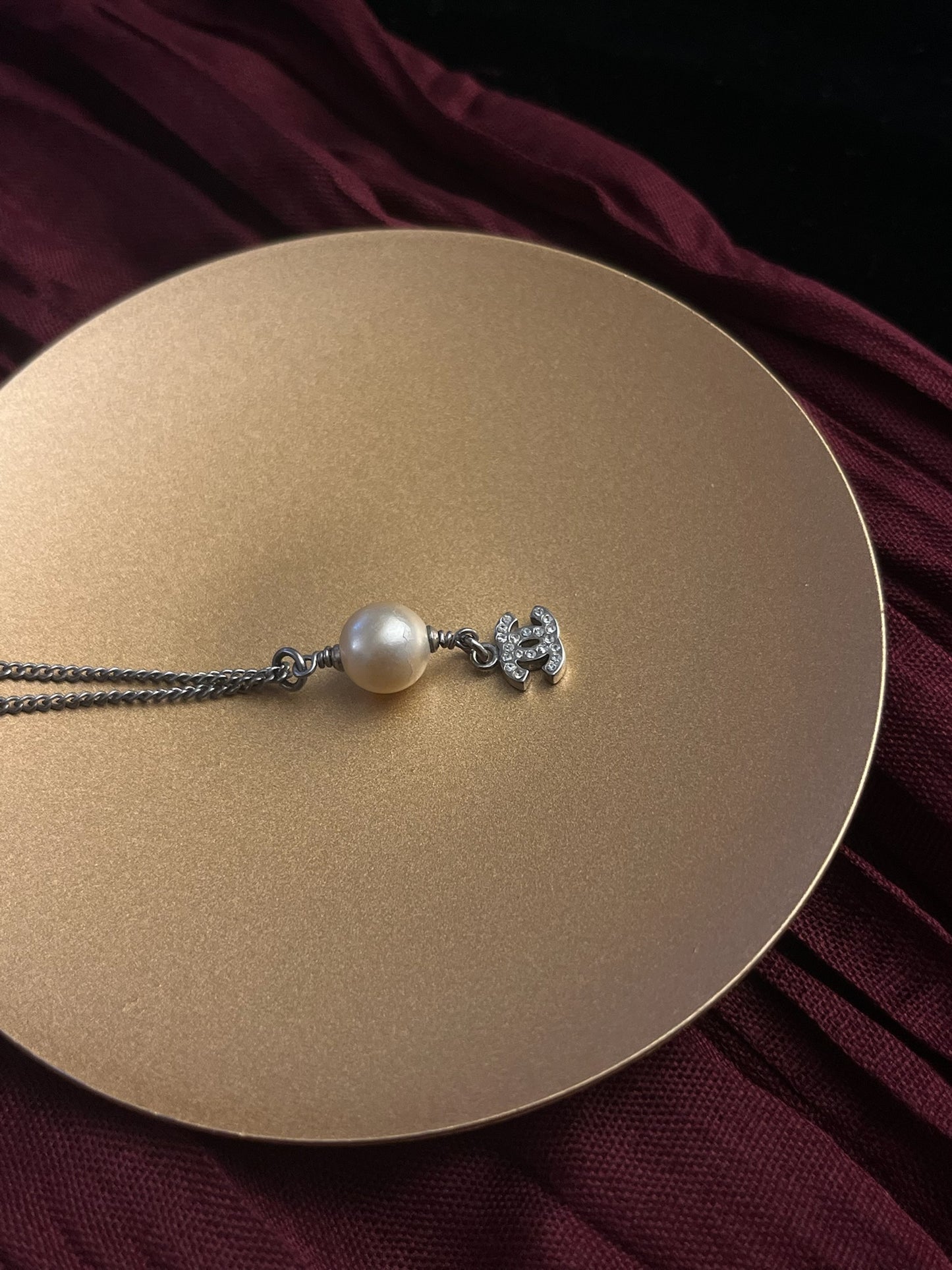 Chanel 2007 Cream Pearl CC Pendant Necklace