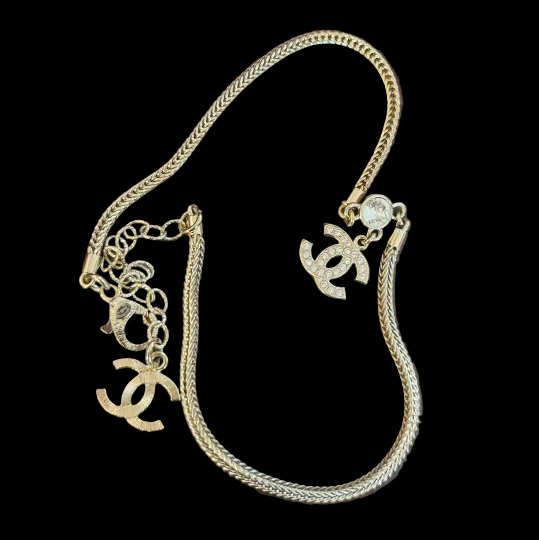 Chanel 2021 Gold CC Crystal Drop choker