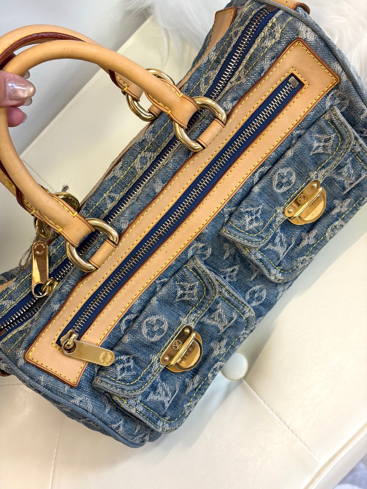 LV Vintage Blue Denim Tote