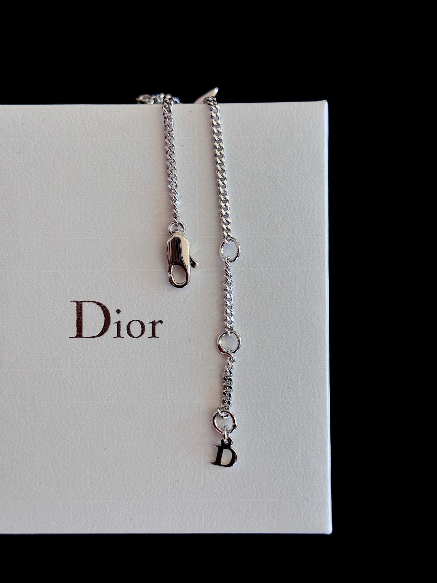 Dior Vintage Crystal Butterfly “D” Charm Necklace