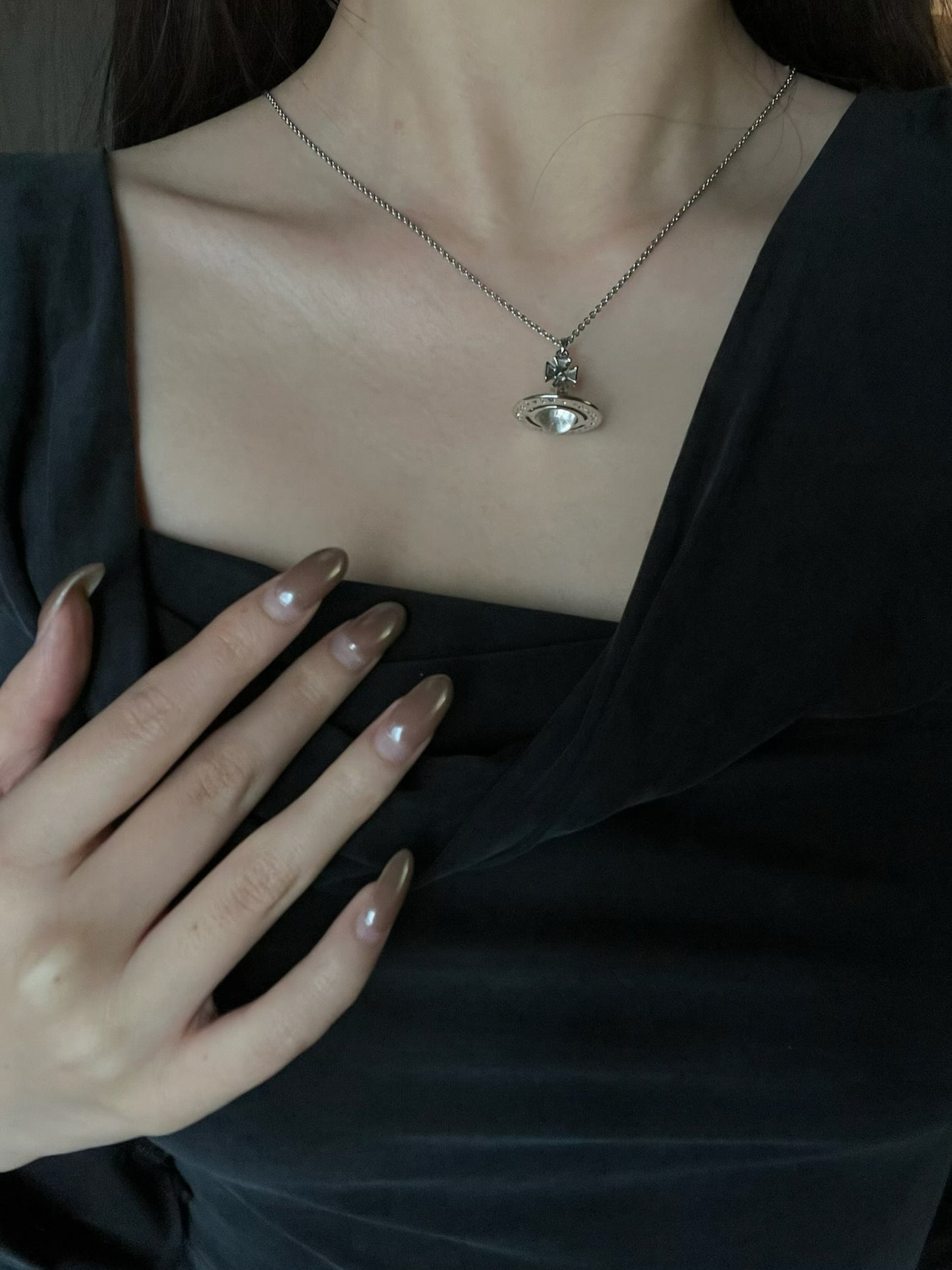 Vivienne Westwood Silver Orb Crystal Pendant Necklace