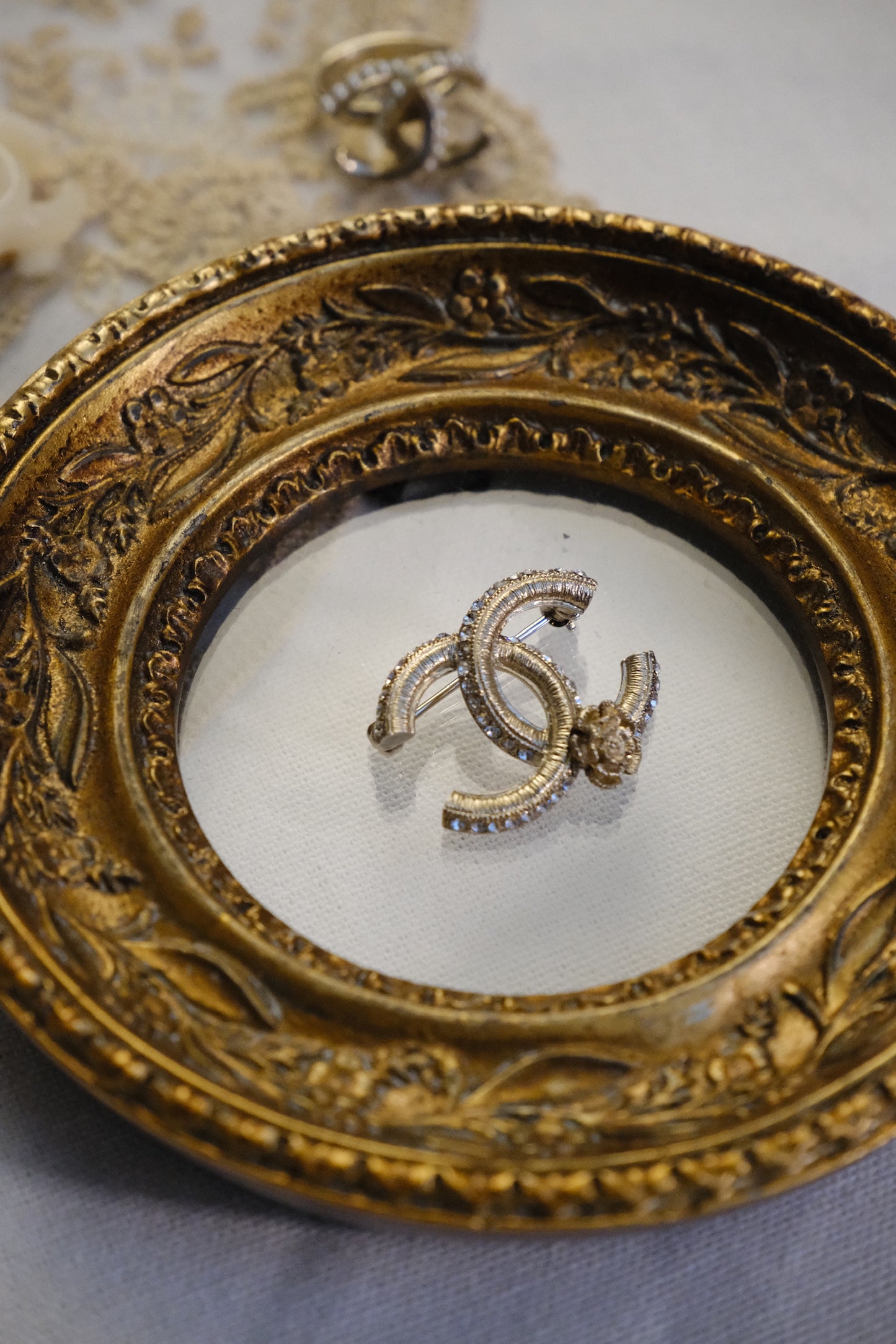 Chanel 2012 Crystal Double CC Camellia Brooch