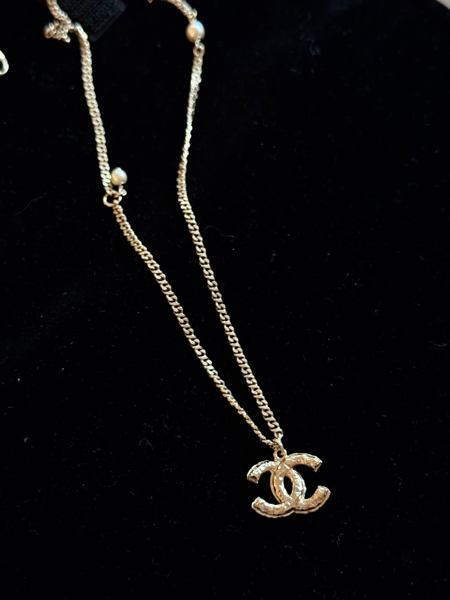 Chanel Gold CC Crystal and Pearls Adjustable Necklace