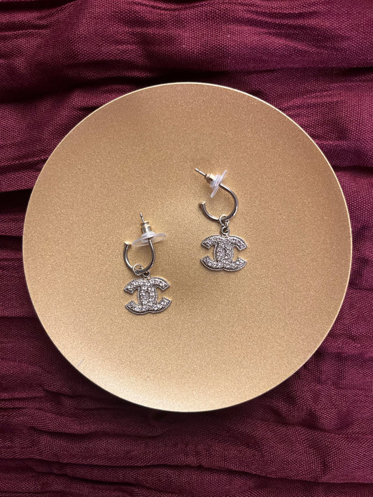 Chanel 2008 Double-Layer Pale Pink Crystal Earrings in Light Gold Tone