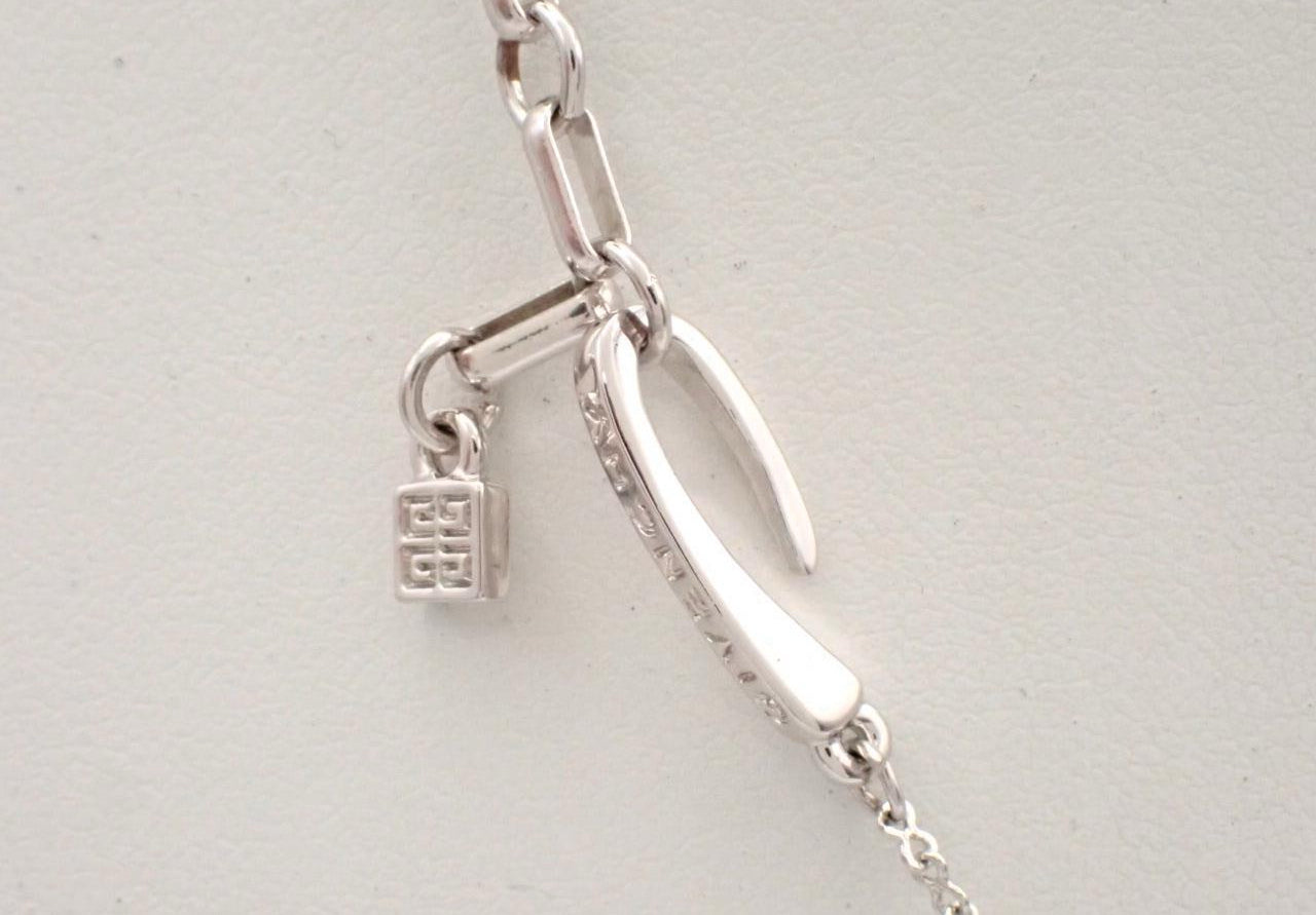 Givenchy Vintage Crystal Logo Pendant Necklace