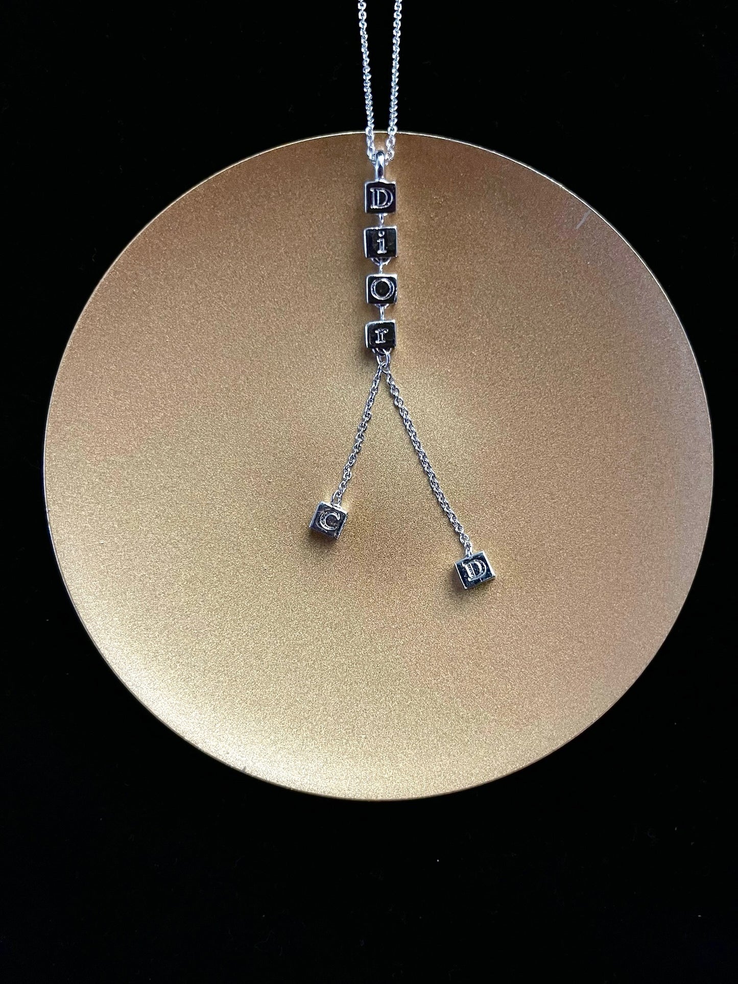 Dior Vintage Silver-Tone Geometric Crystal Tassel Necklace