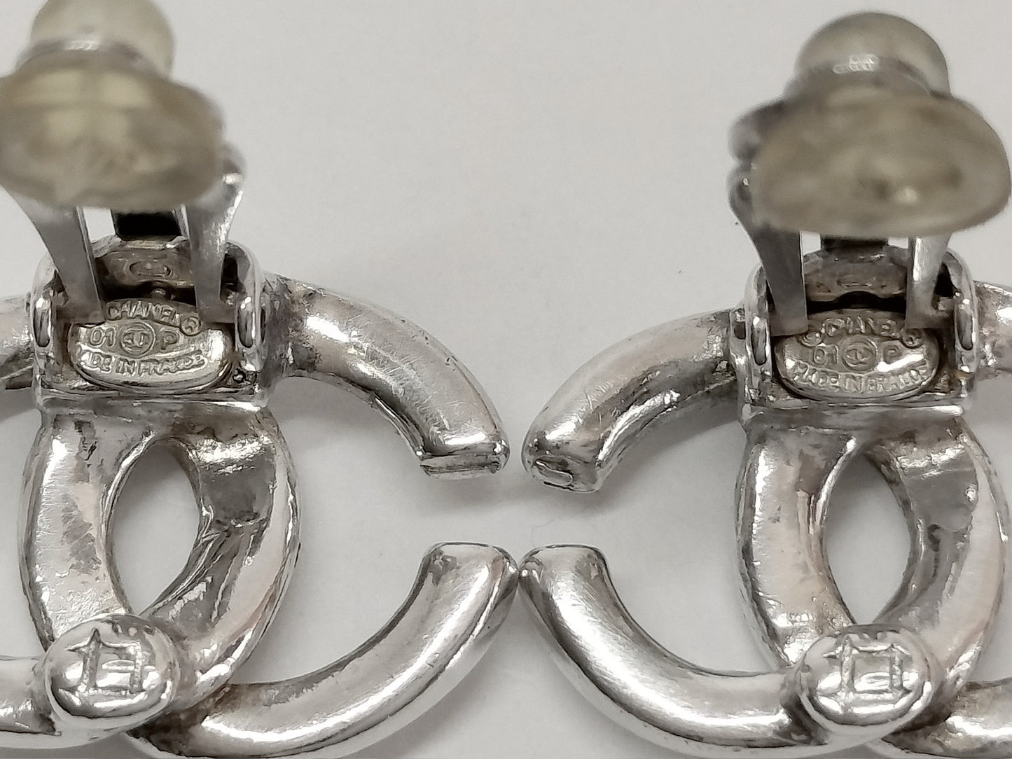 Chanel 2001 Silver-Plated Double C Clip-On Earrings