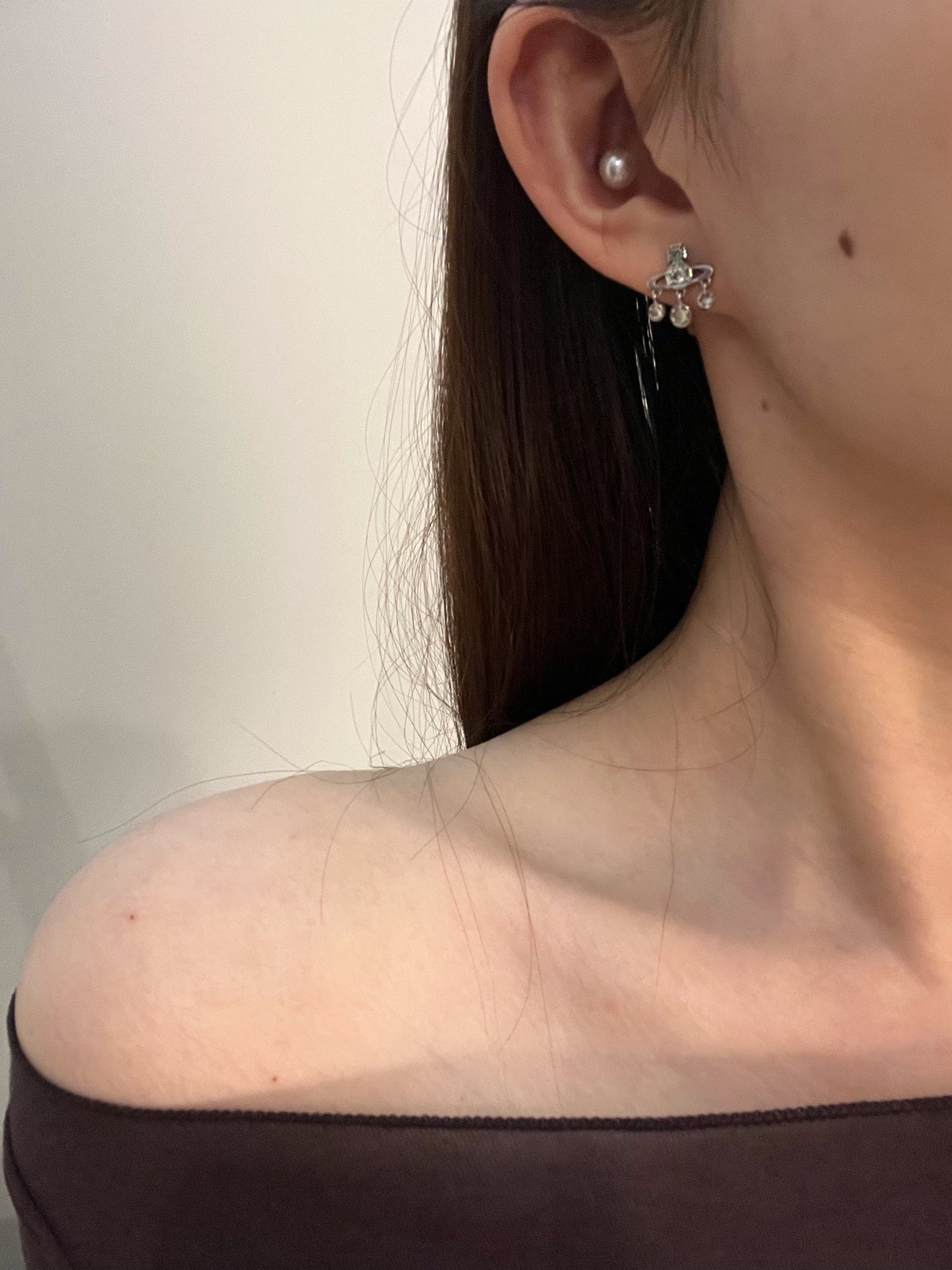 Vintage Vivienne Westwood Crystal Drip Orb Stud Earrings