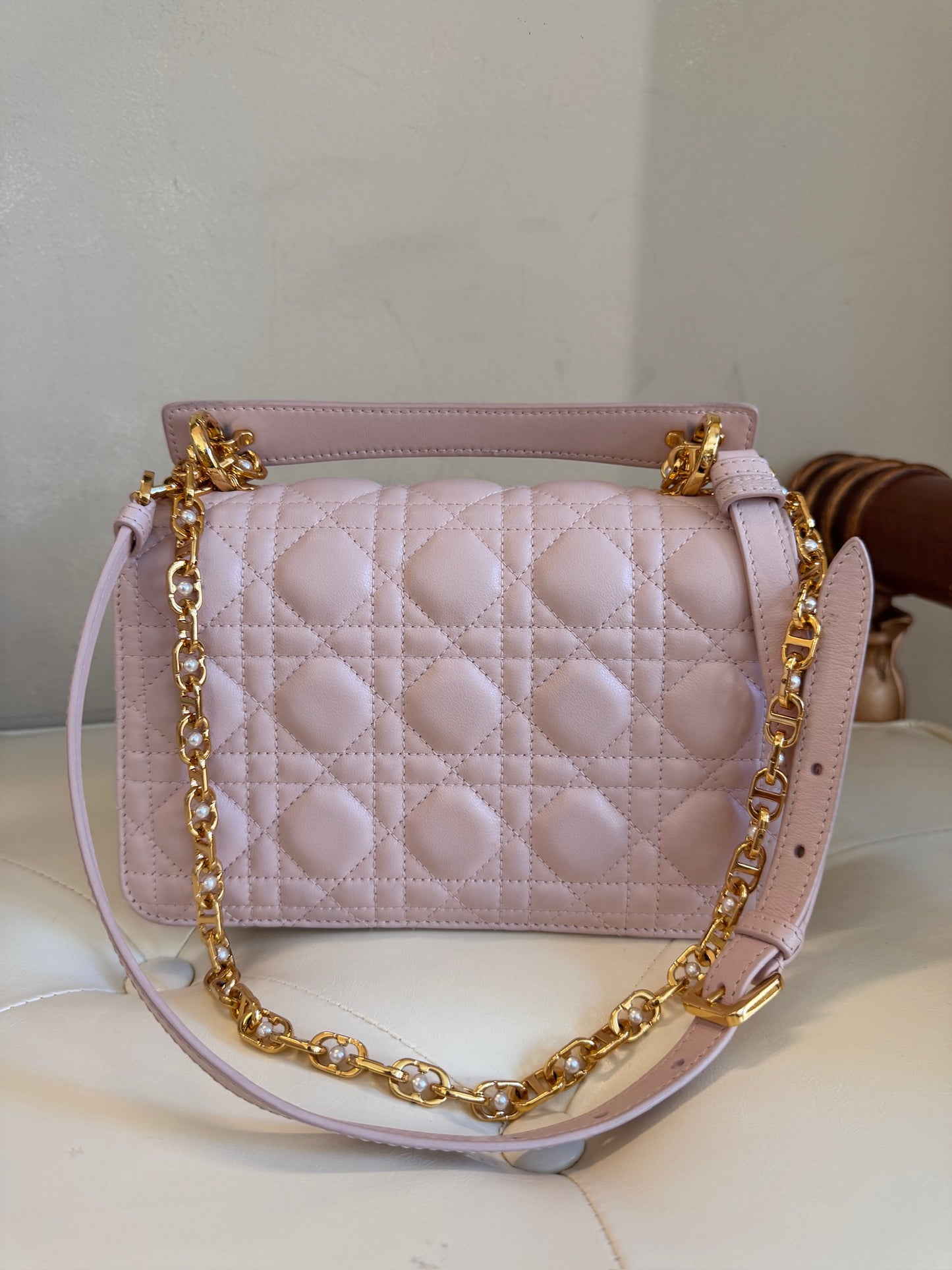 Dior Pink Cannage Quilted Top Handle Bag