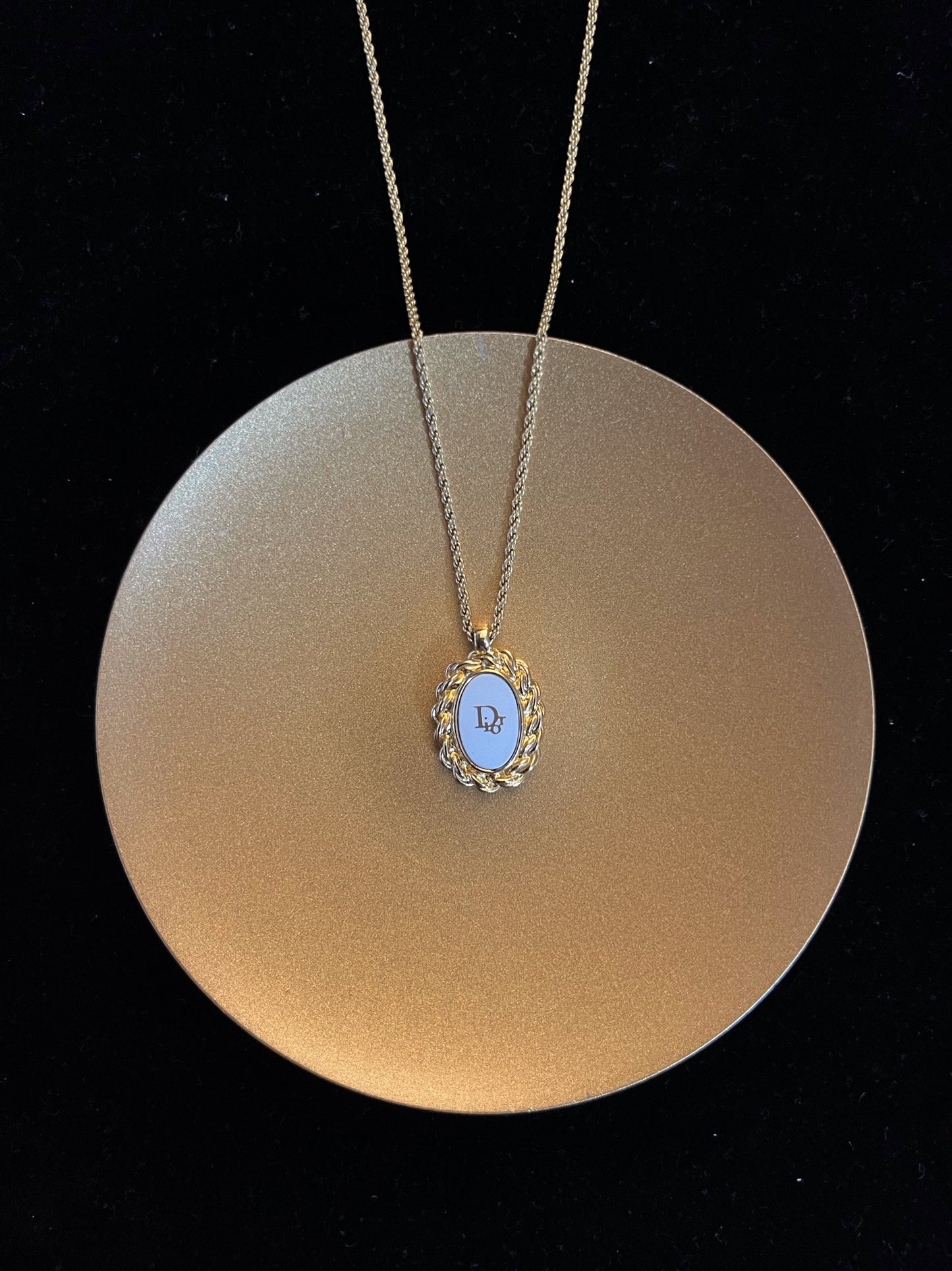 Vintage 1990s Dior Oval Logo Pendant Necklace