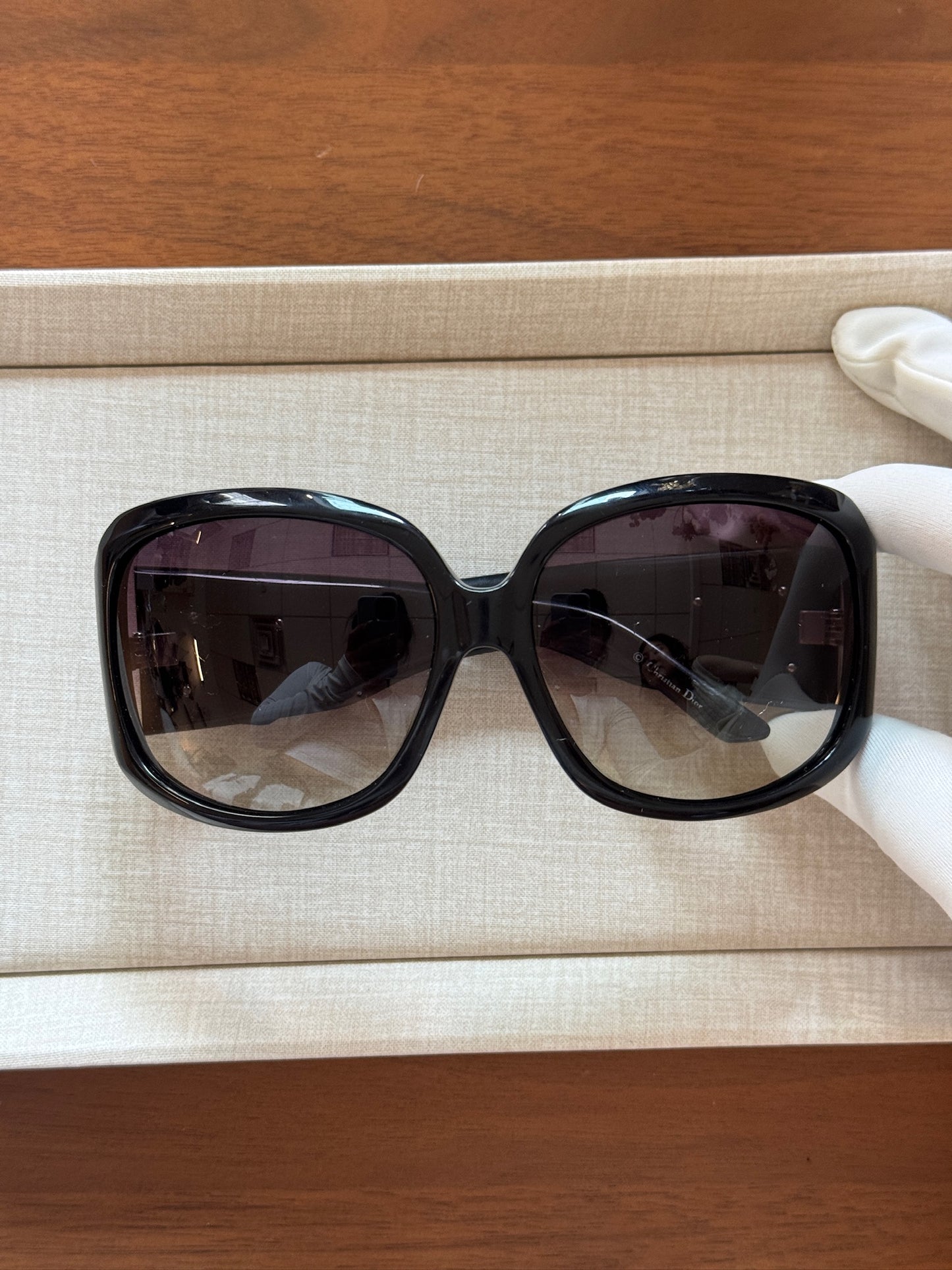Dior Rimless Crystal Temple Black Sunglasses