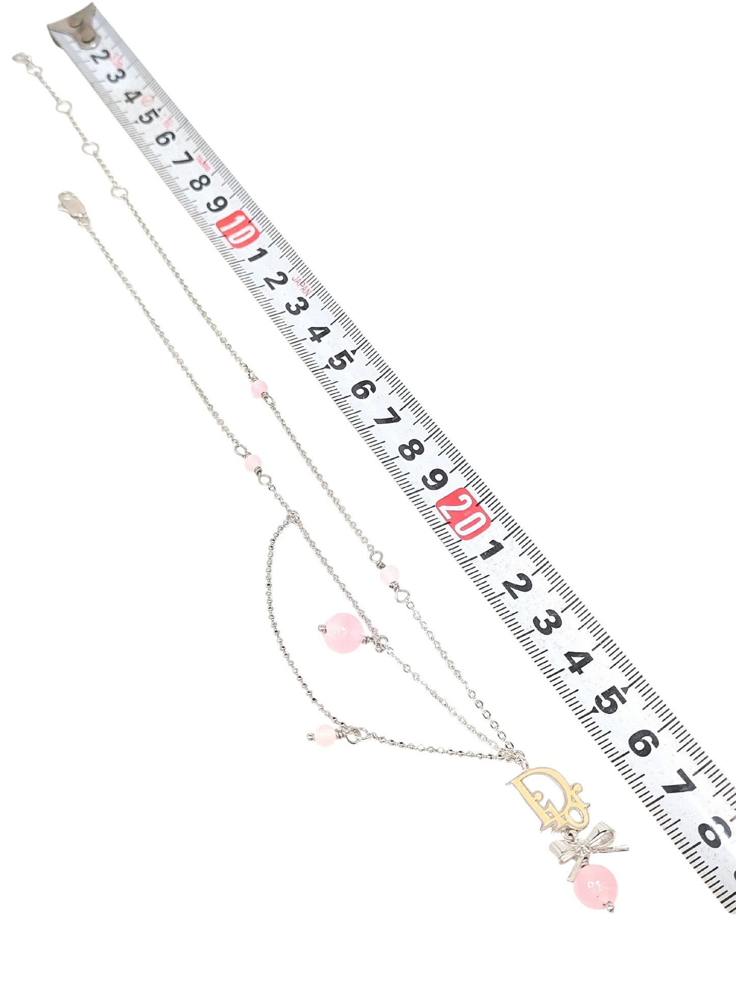 Dior Vintage Crystal CD Bow Pearl Drop Necklace