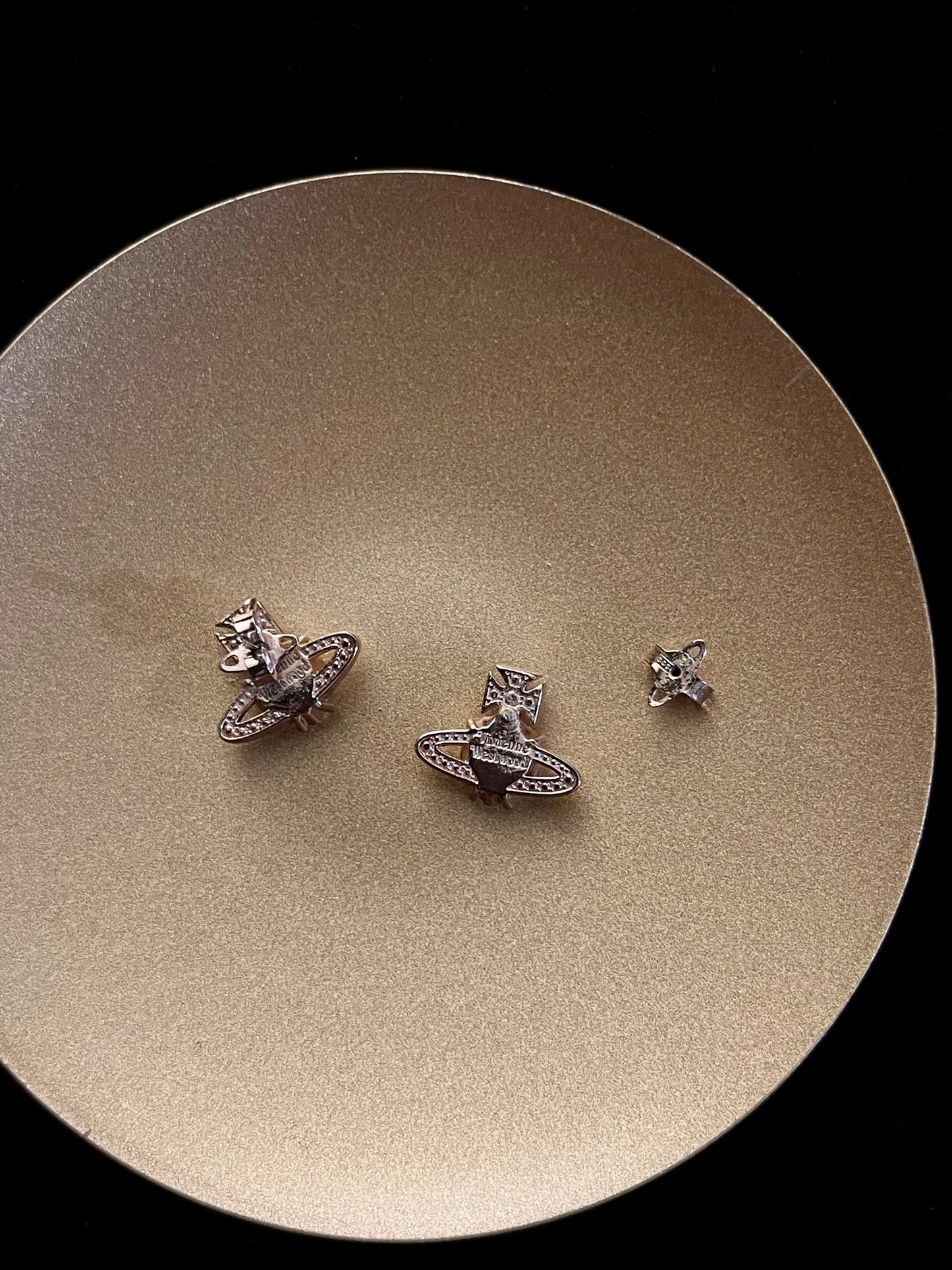 Vintage Vivienne Westwood Crystal Heart Orb Stud Earrings – Rose Gold Tone