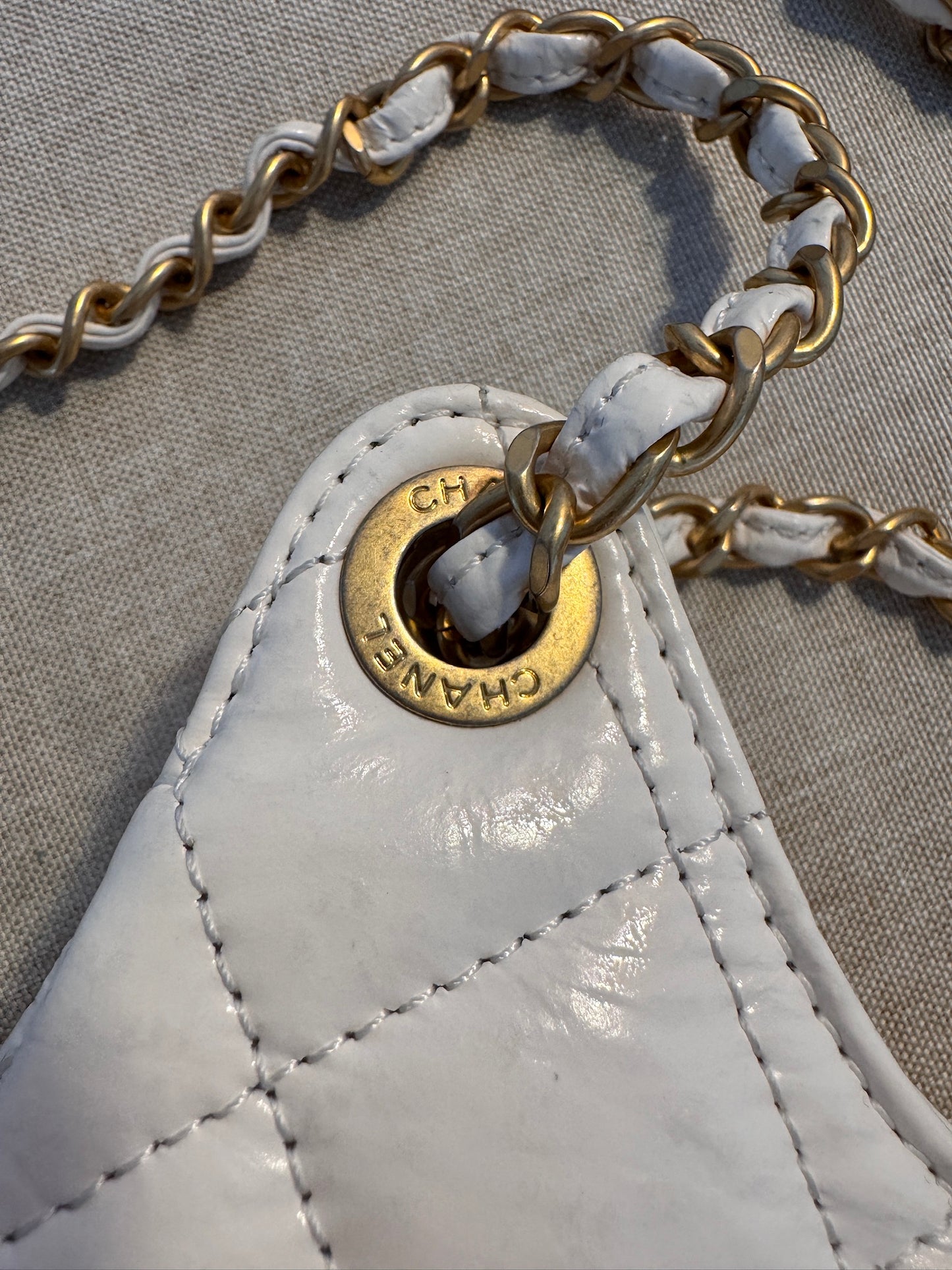 Chanel 2024 White Quilted Small Shoulder Bag with Chain