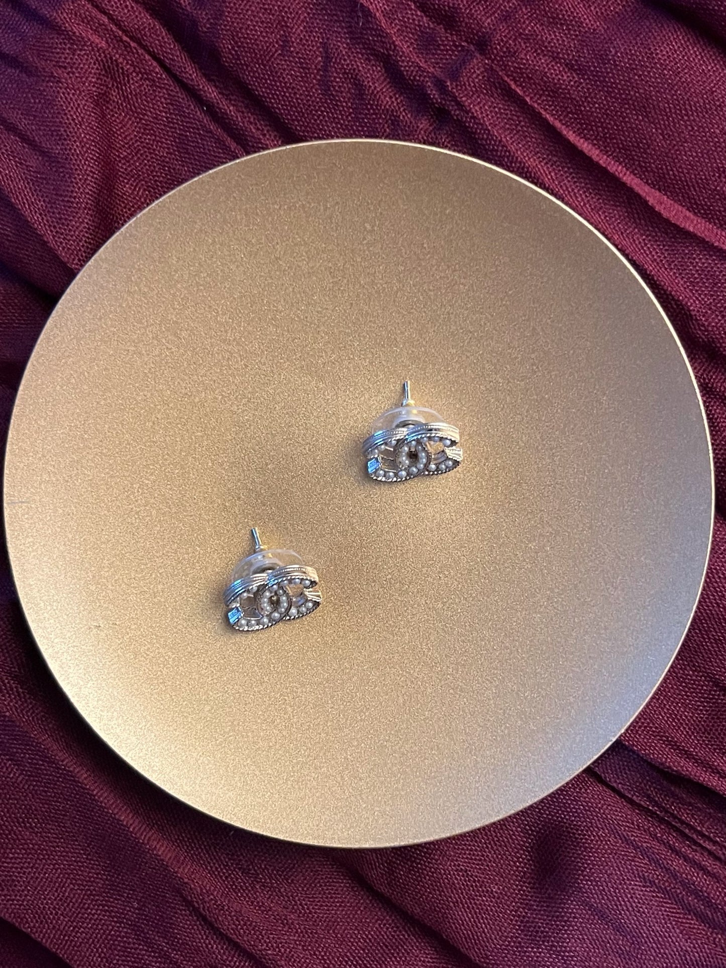 Vintage Chanel 2020 Gold-Tone Double C Pearl Earrings