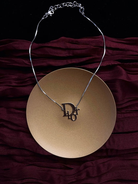 Dior Y2K Silver D Logo Choker Necklace