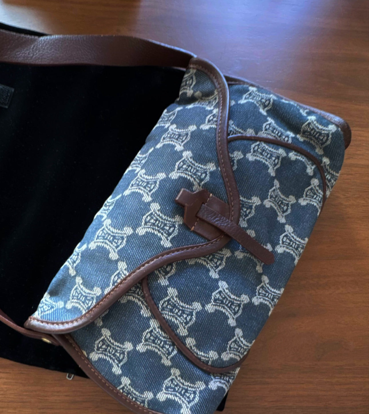 Celine Vintage Macadam Denim Shoulder Bag