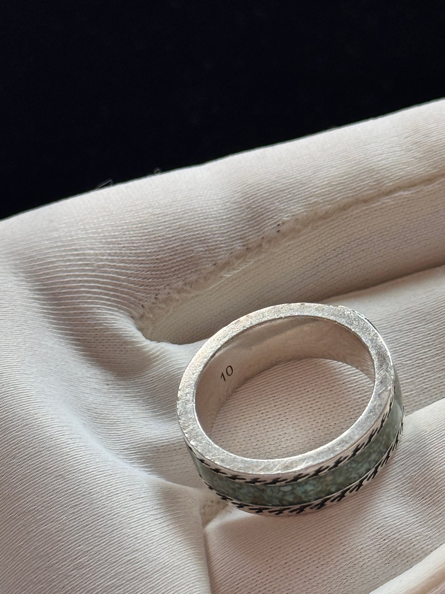 Gucci 2010s "Silver Swarm" Interlocking GG Bee-Engraved Sterling Silver Band Ring