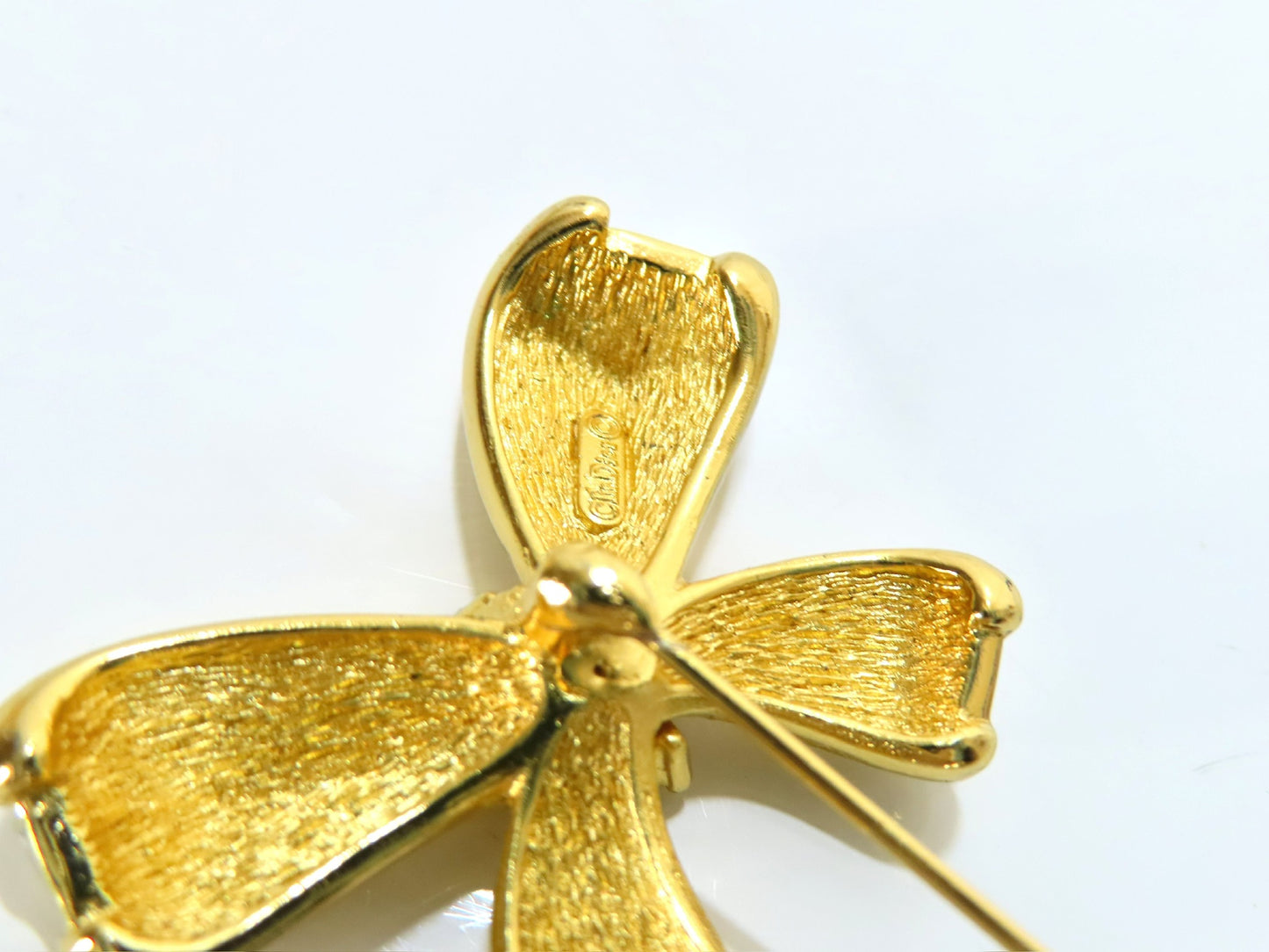 Vintage Dior Gold Crystal Bow Brooch