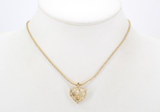 Vintage Dior Ice Heart CD Crystal Necklace