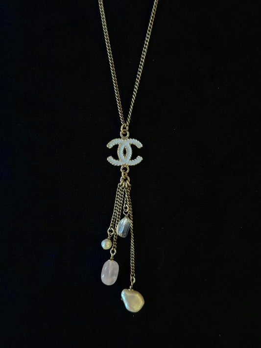 Chanel Crystal CC Pearl Tassel Necklace