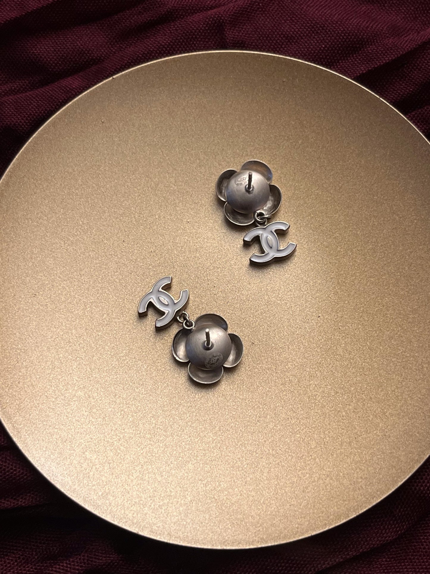 Chanel 2006 Vintage Camellia CC Drop Earrings