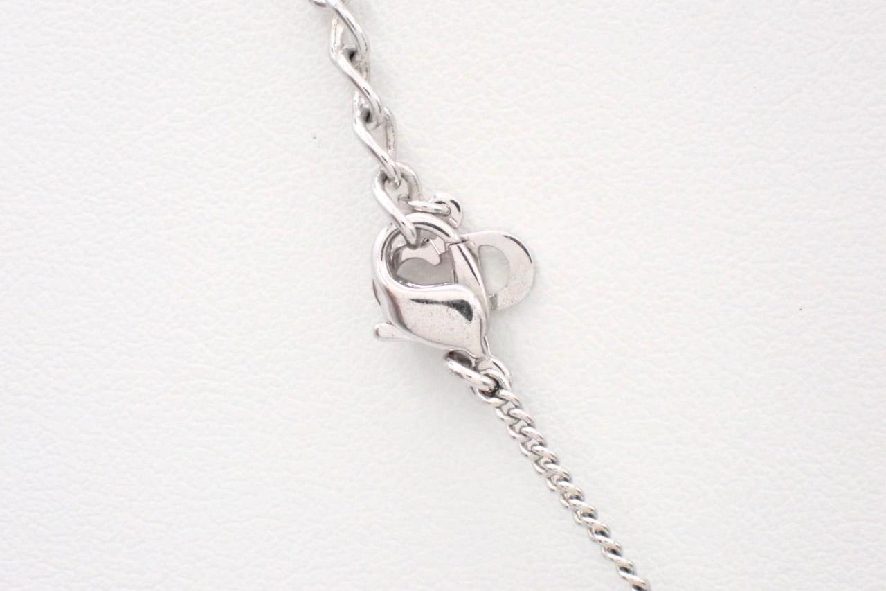 Dior Silver-Tone Rhinestone Logo Pendant Necklace