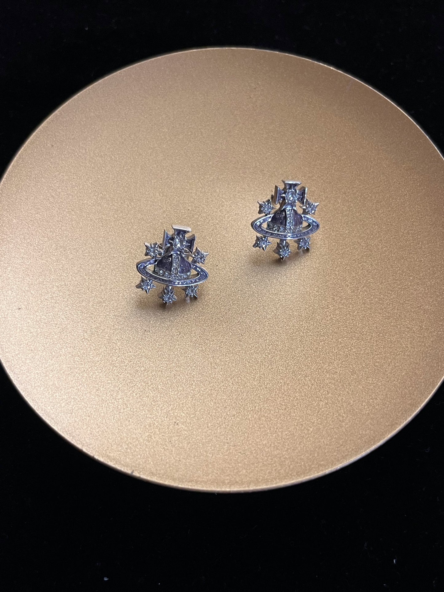 Vintage Vivienne Westwood Rare Orb & Star Crystal Stud Earrings