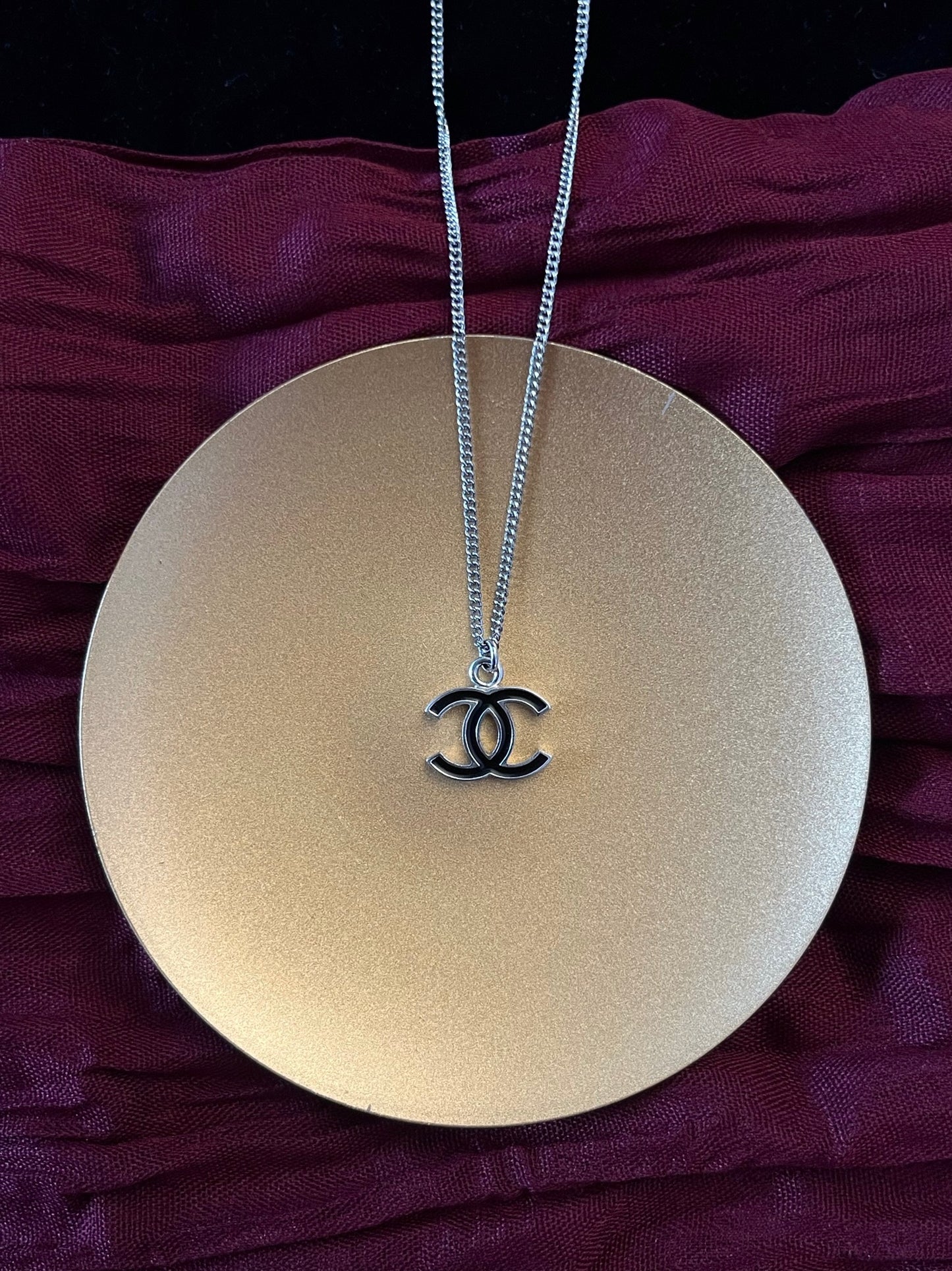 Chanel 2007 Black & Silver Double C Necklace