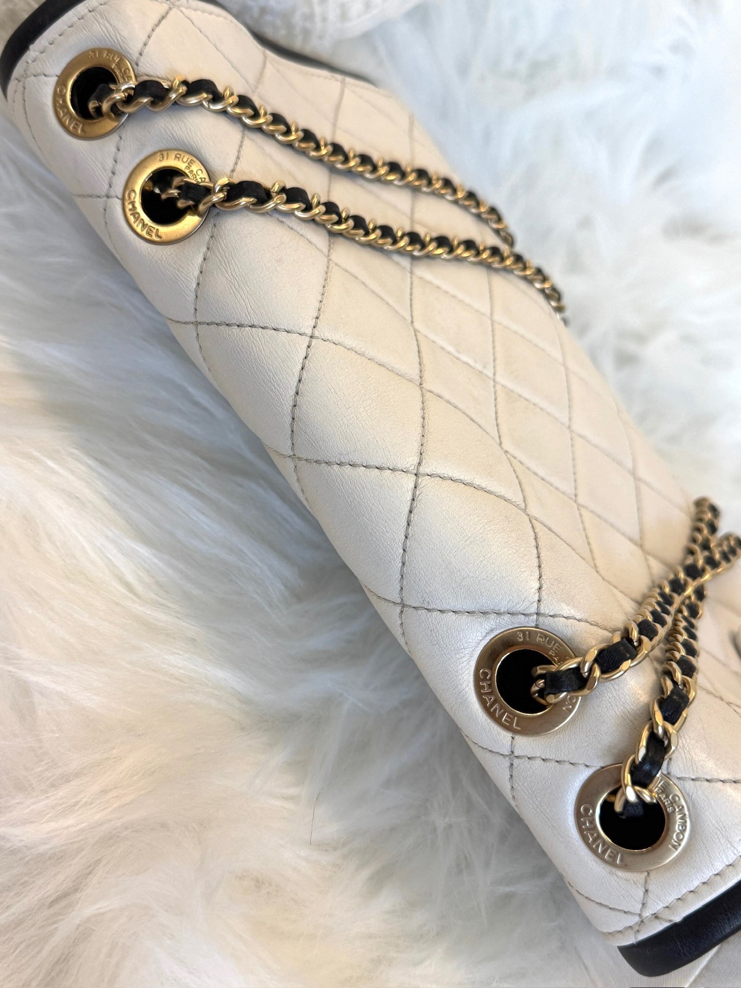 Chanel Black and White Bicolor Quilted Flap Bag