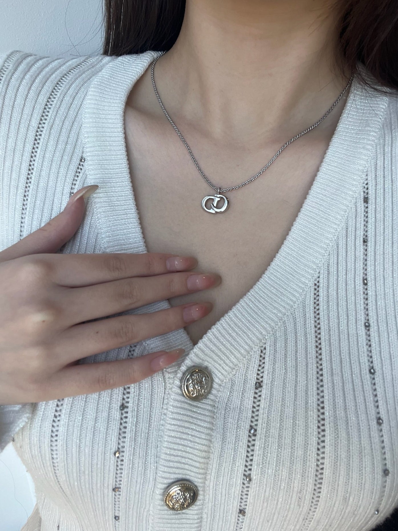 Dior Vintage Silver-Tone Braided CD Adjustable Necklace