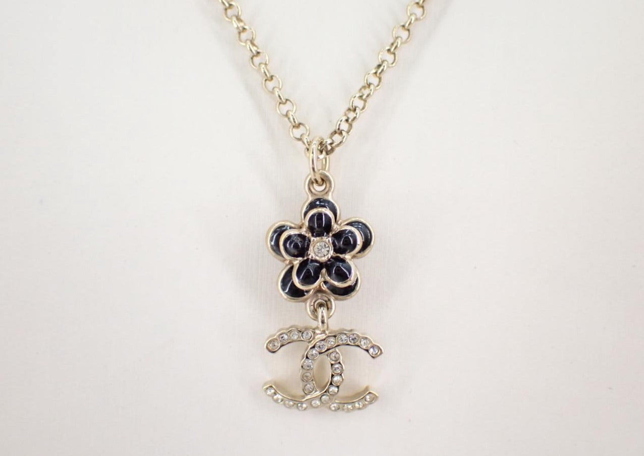 Chanel Adjustable Camellia & CC Pendant Necklace