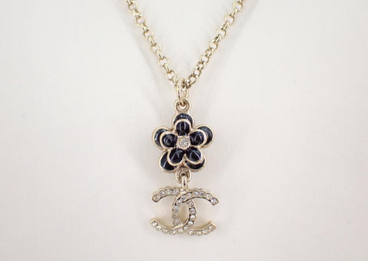 Chanel Adjustable Camellia & CC Pendant Necklace