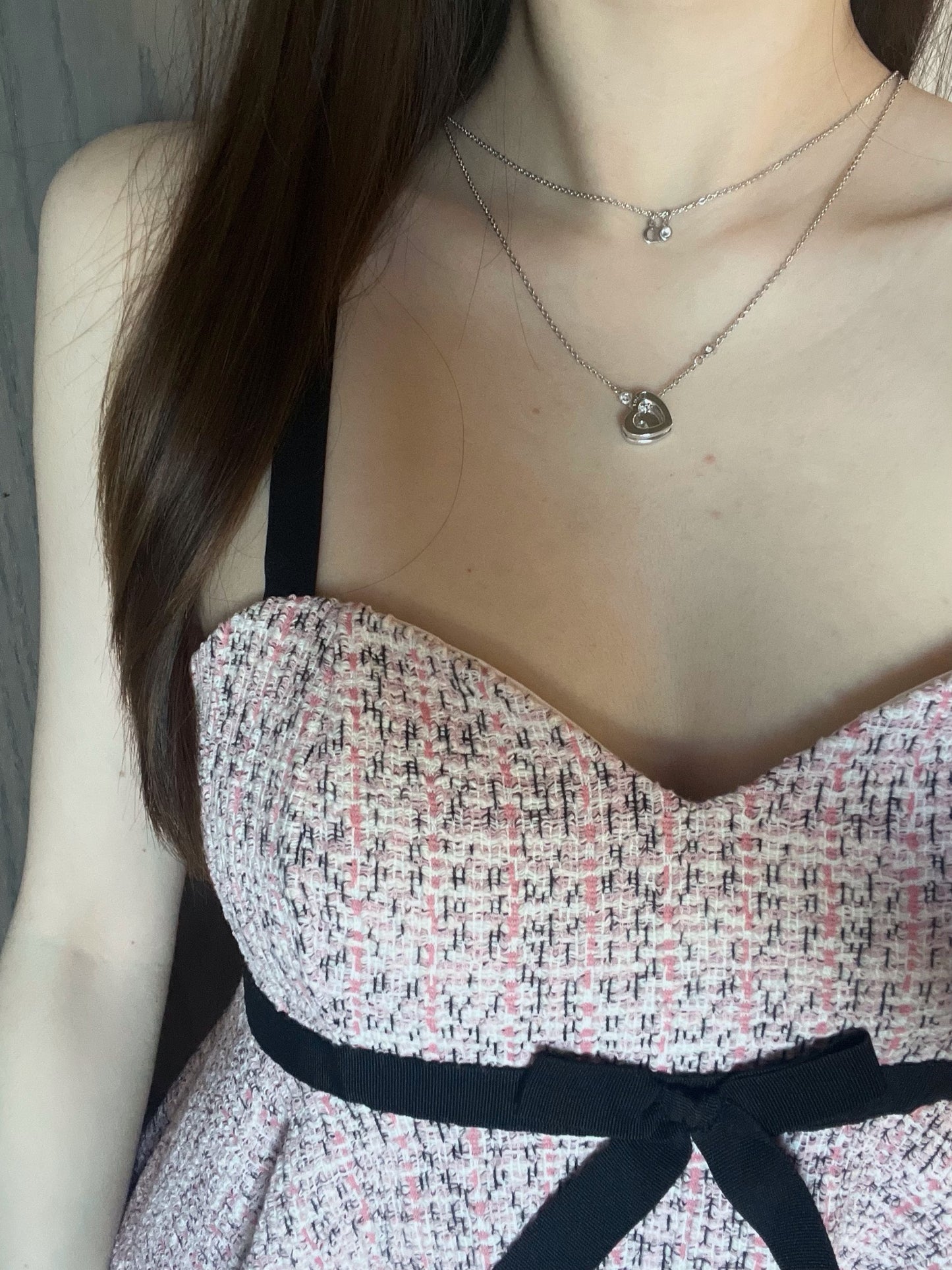 Vintage Dior Double-Layer Open Heart Necklace