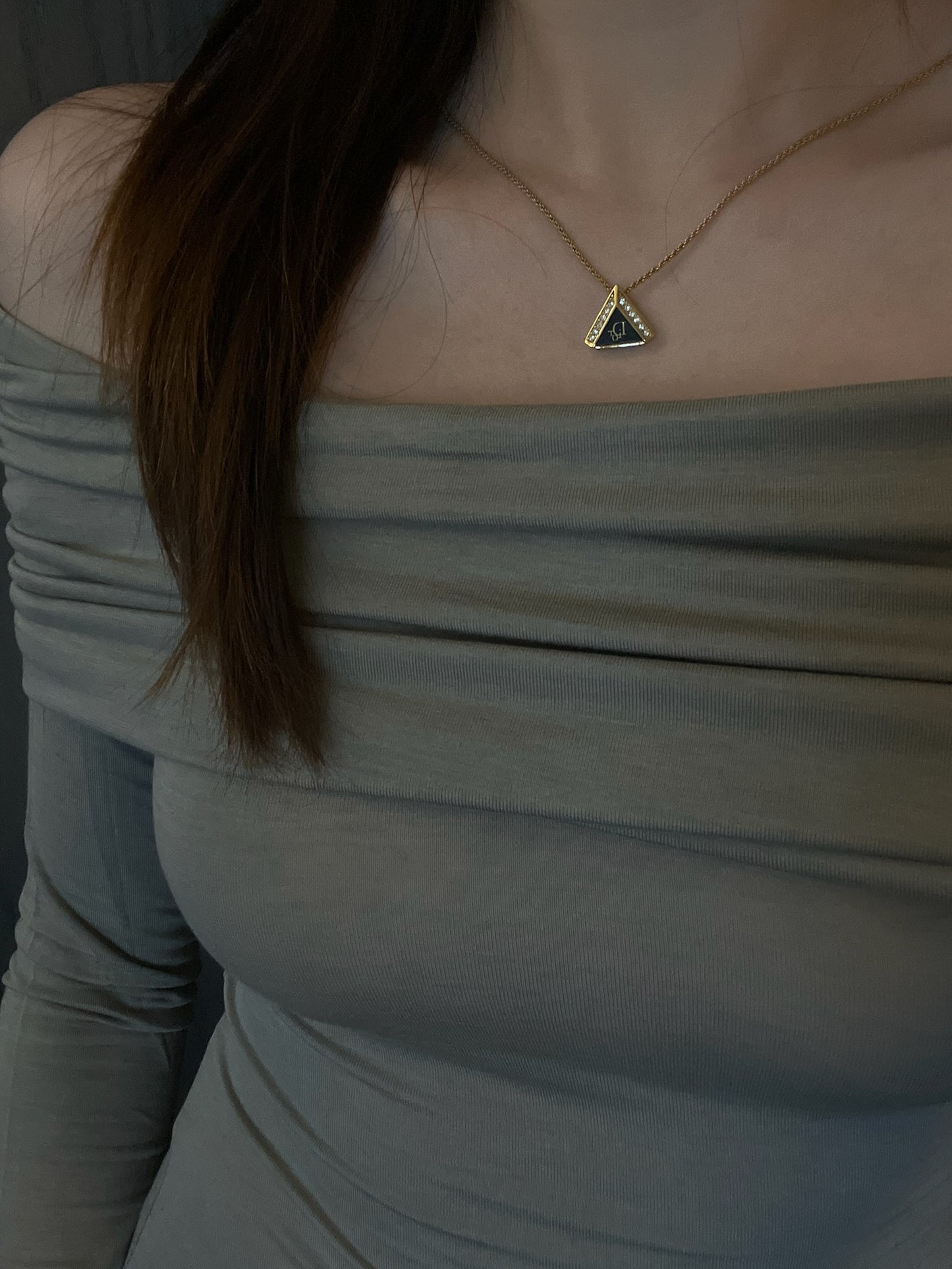 Vintage Dior “Luminous Triangle” Pendant Necklace