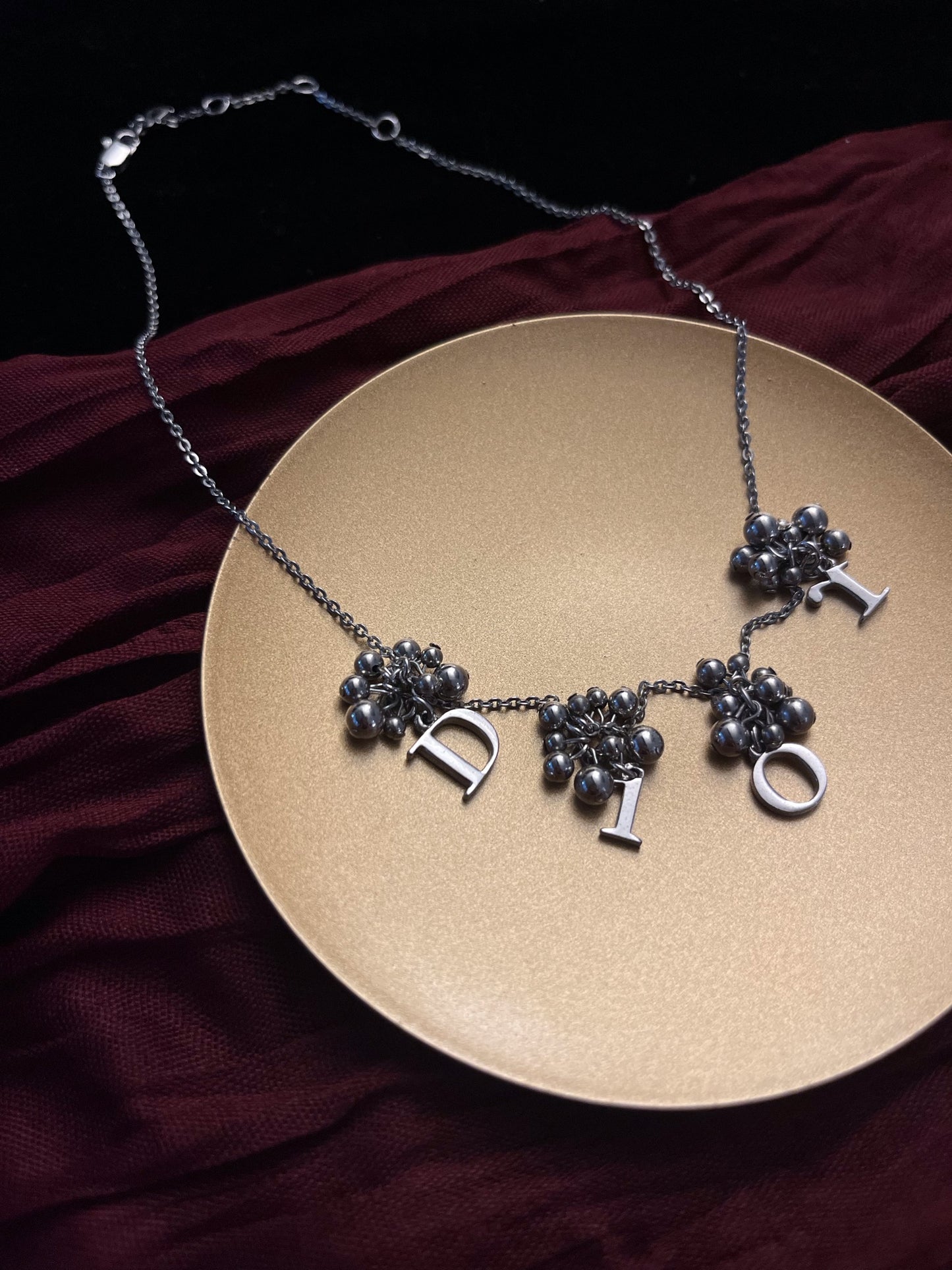 Vintage Dior Silver “DIOR” Charm Necklace