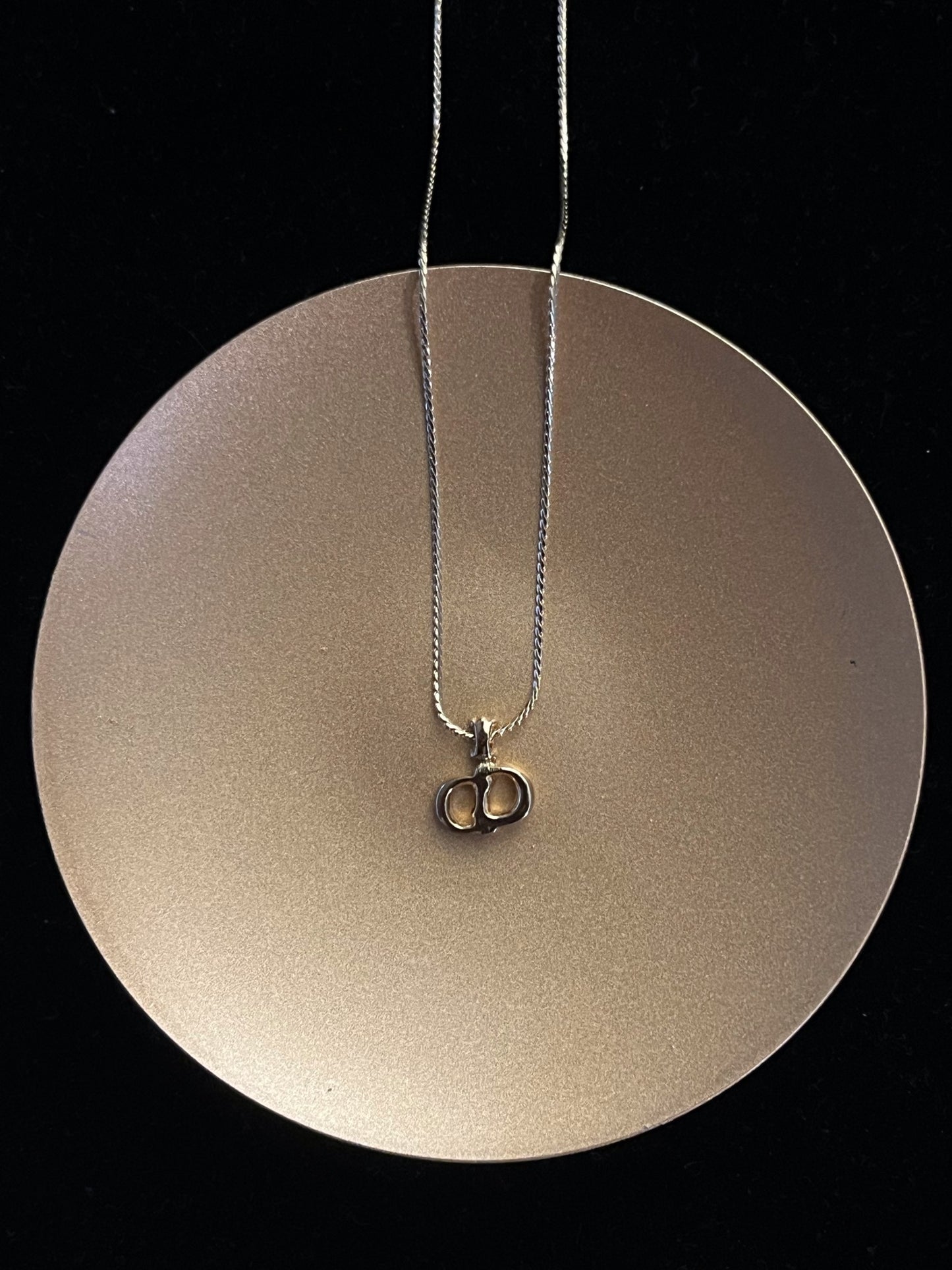 Vintage Dior Gold CD Logo Crystal Pendant Necklace