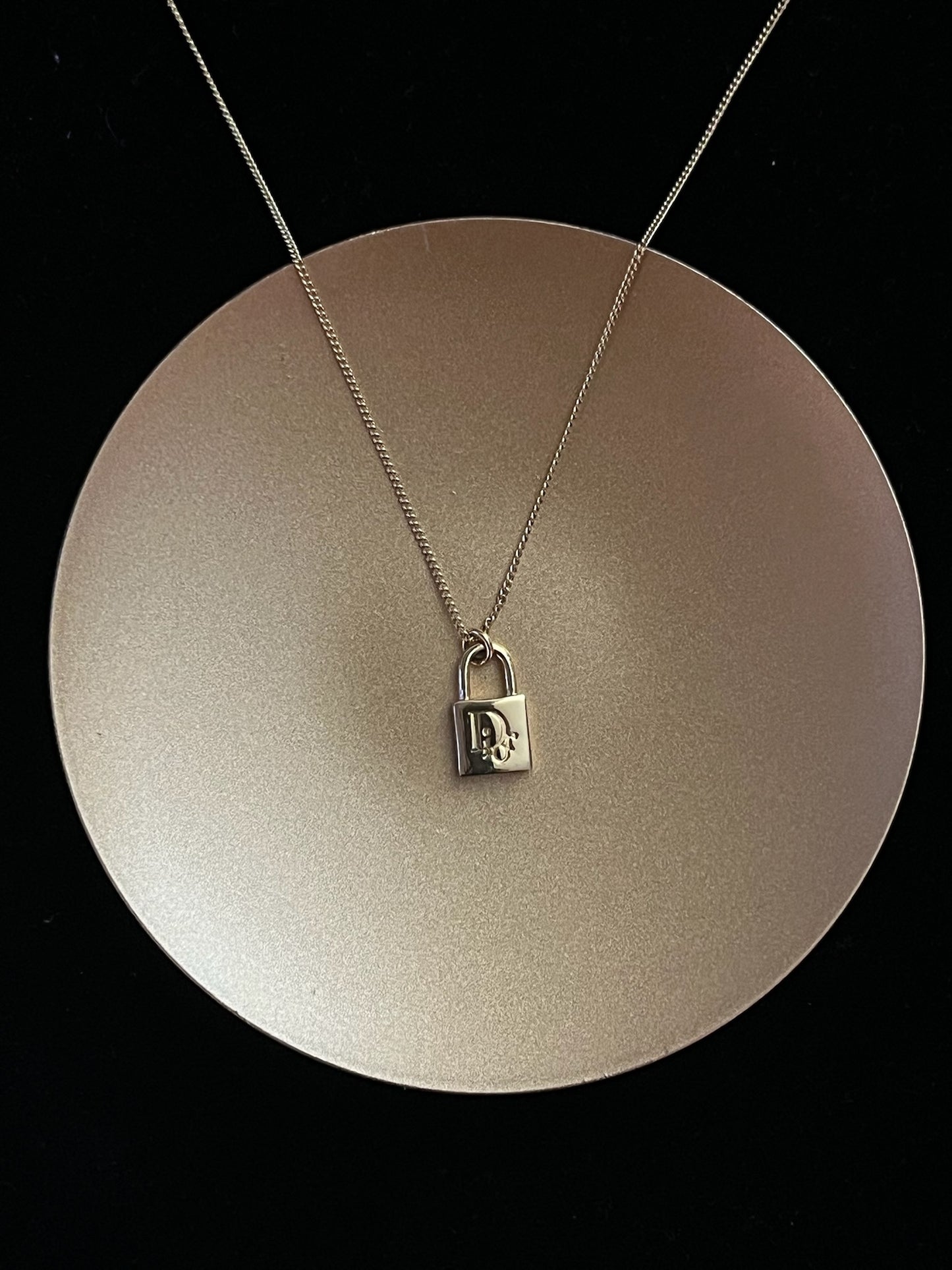 Vintage Dior Gold Padlock Pendant Necklace