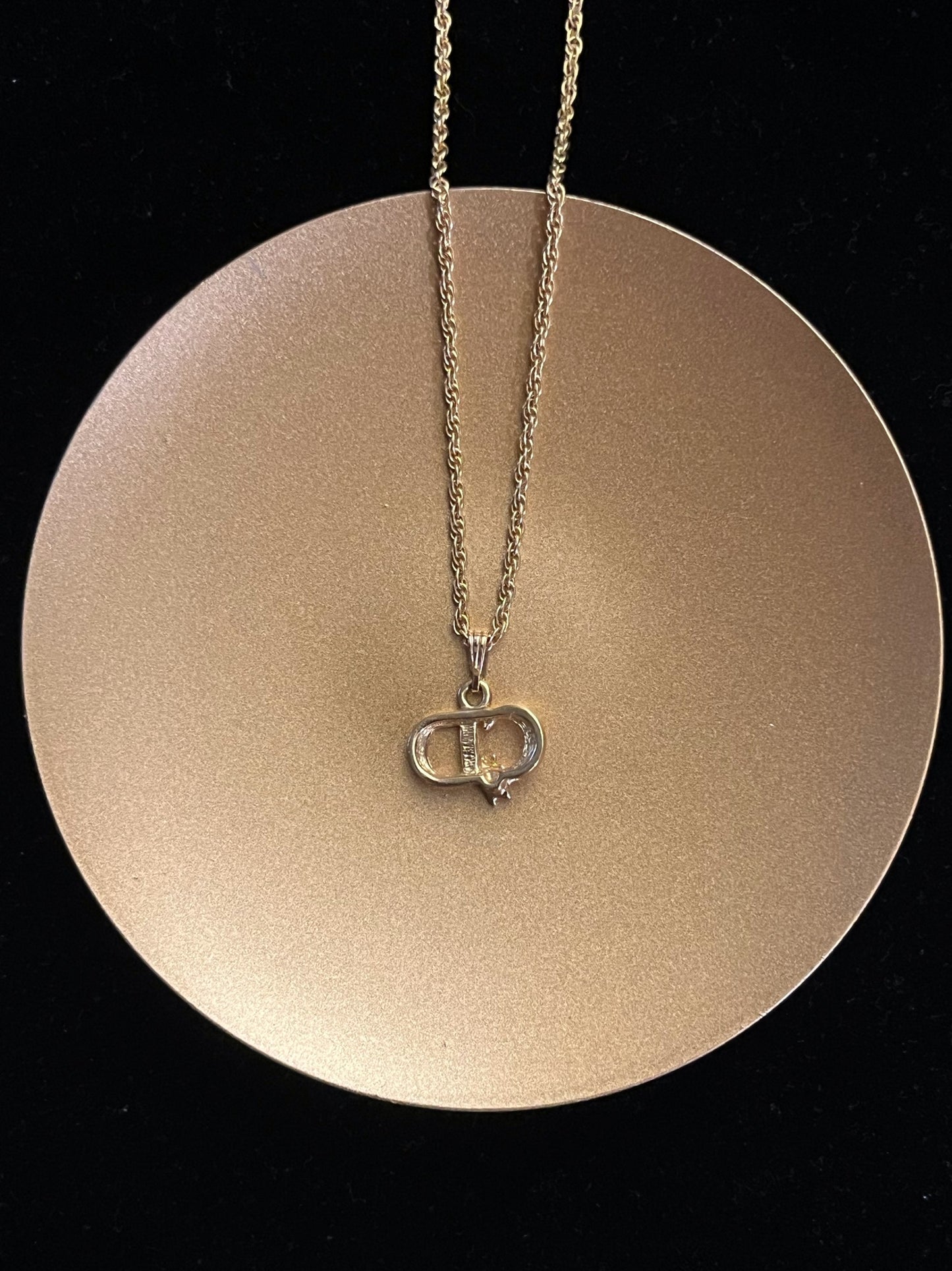 Vintage Dior Gold CD Logo Bee Charm Necklace