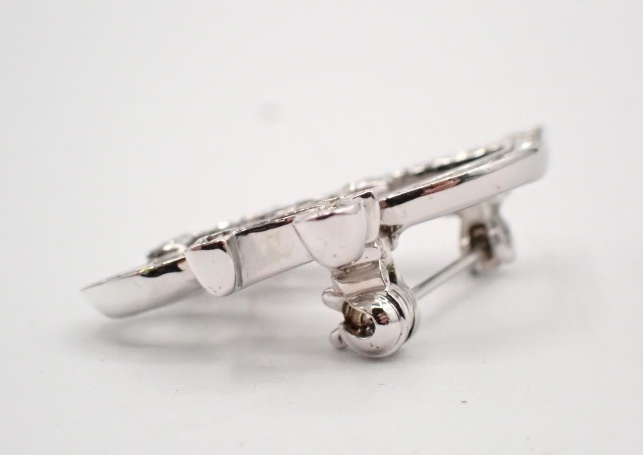 Vintage Dior Silver Crystal Logo Brooch