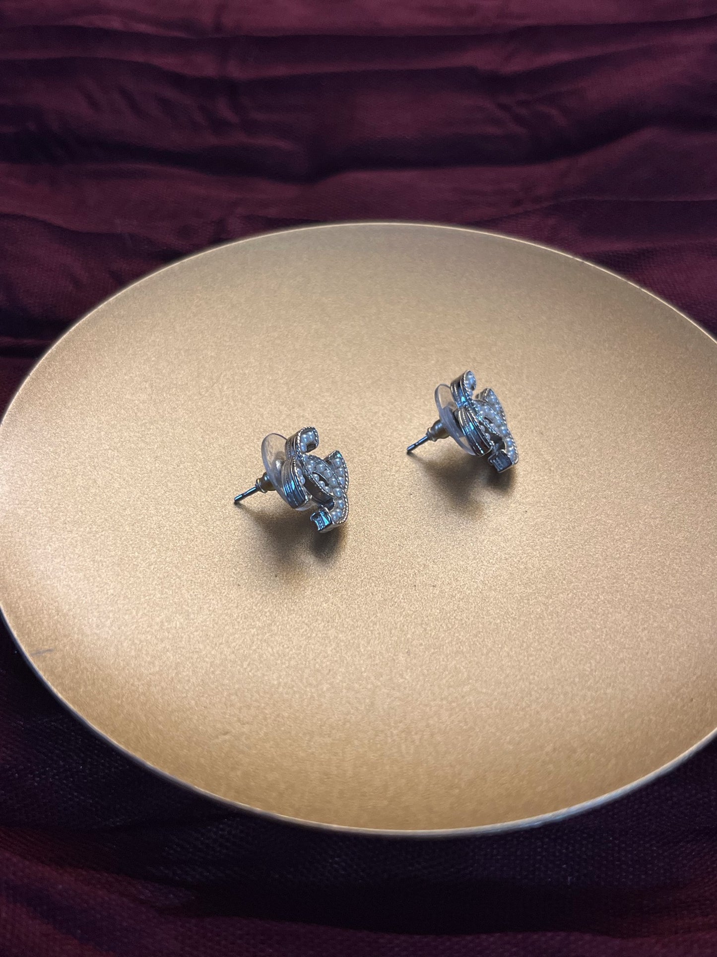 Vintage Chanel 2020 Gold-Tone Double C Pearl Earrings