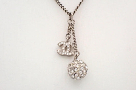 Chanel Crystal CC & Ball Drop Necklace