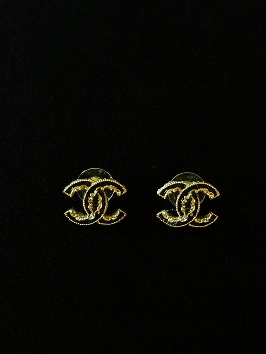 Chanel 2014 Classic Rope CC Stud Earrings