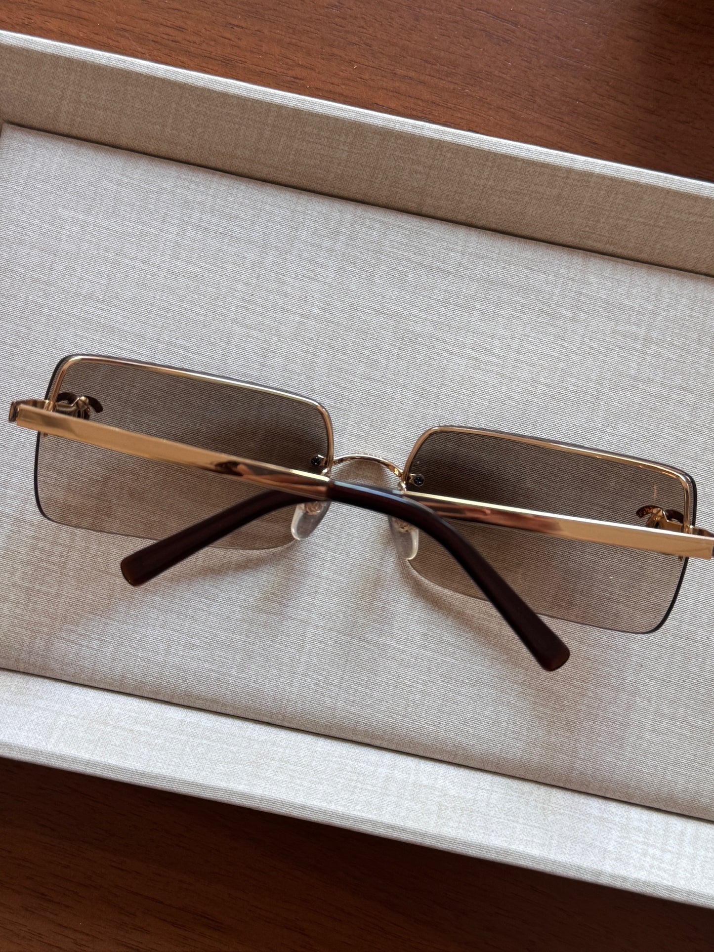Chanel Brown Gradient Rimless CC Crystal Sunglasses