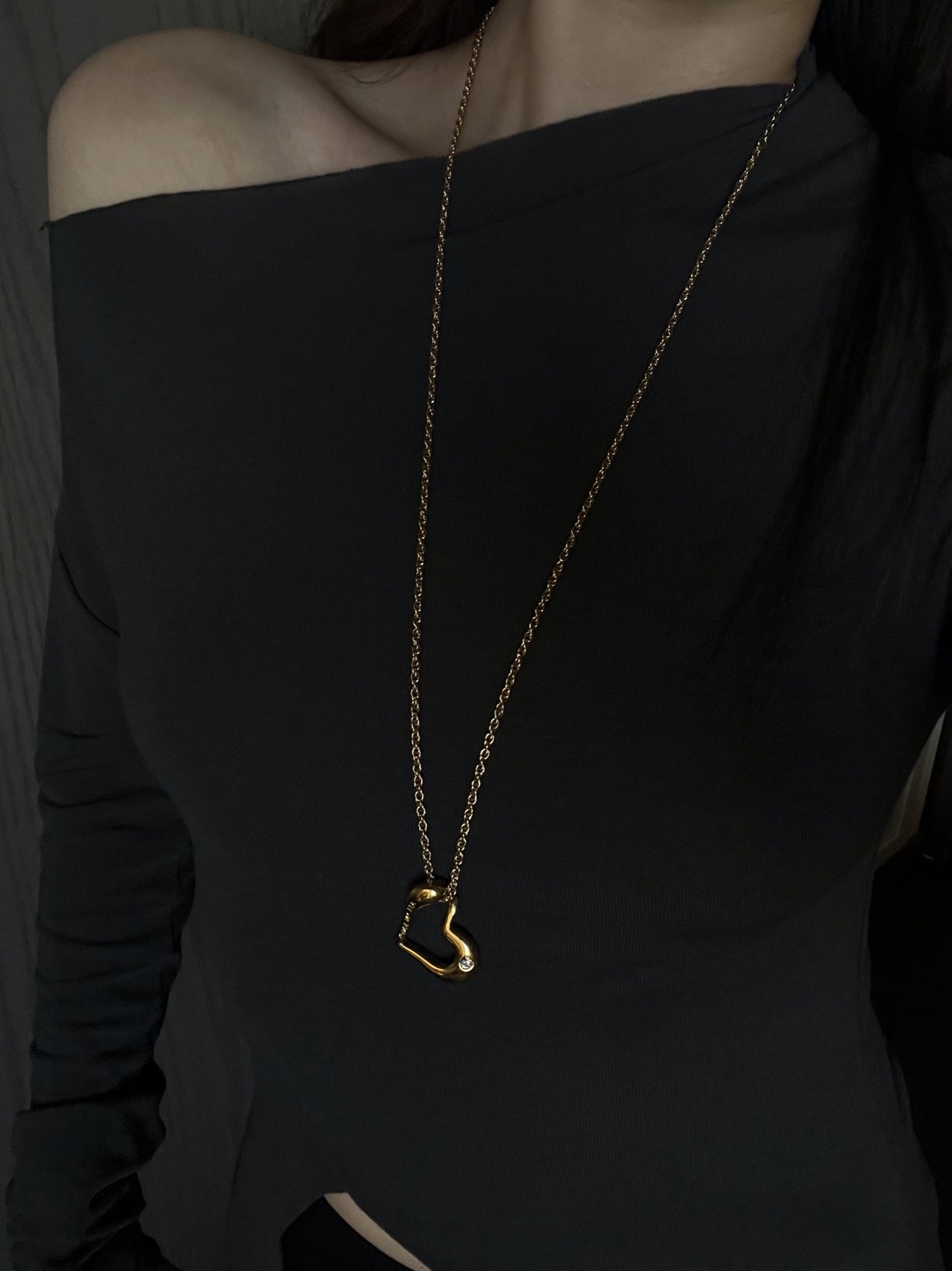 Vintage 1980s Givenchy Gold-Plated Diamond Heart Necklace