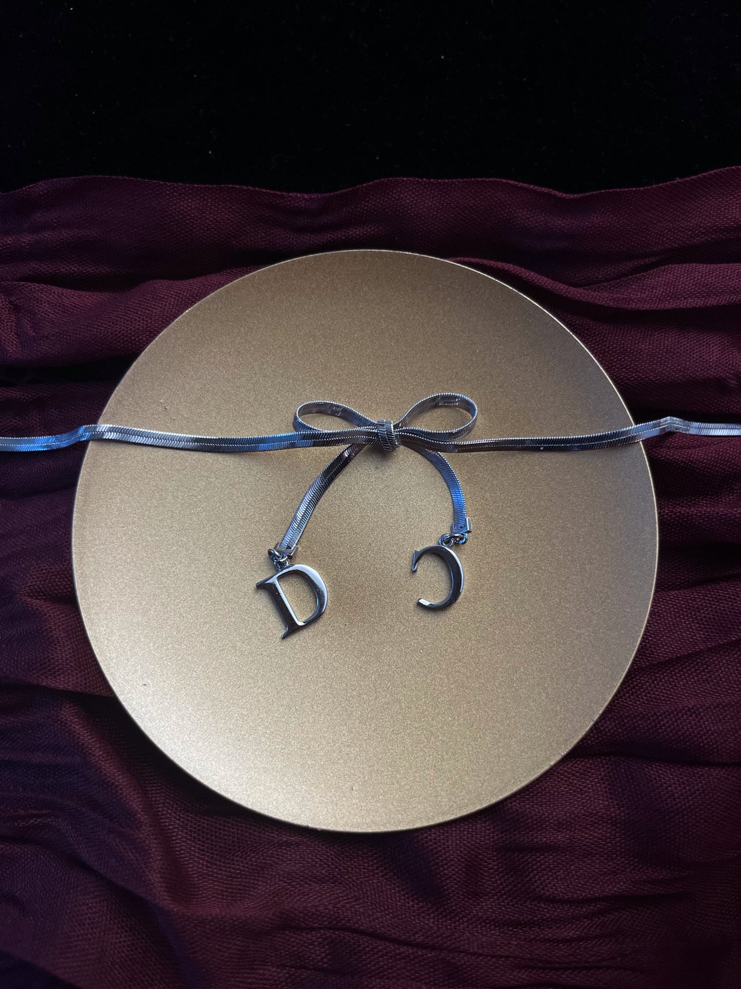 Dior Vintage Y2K Titanium-Silver Bow Snake Chain necklace
