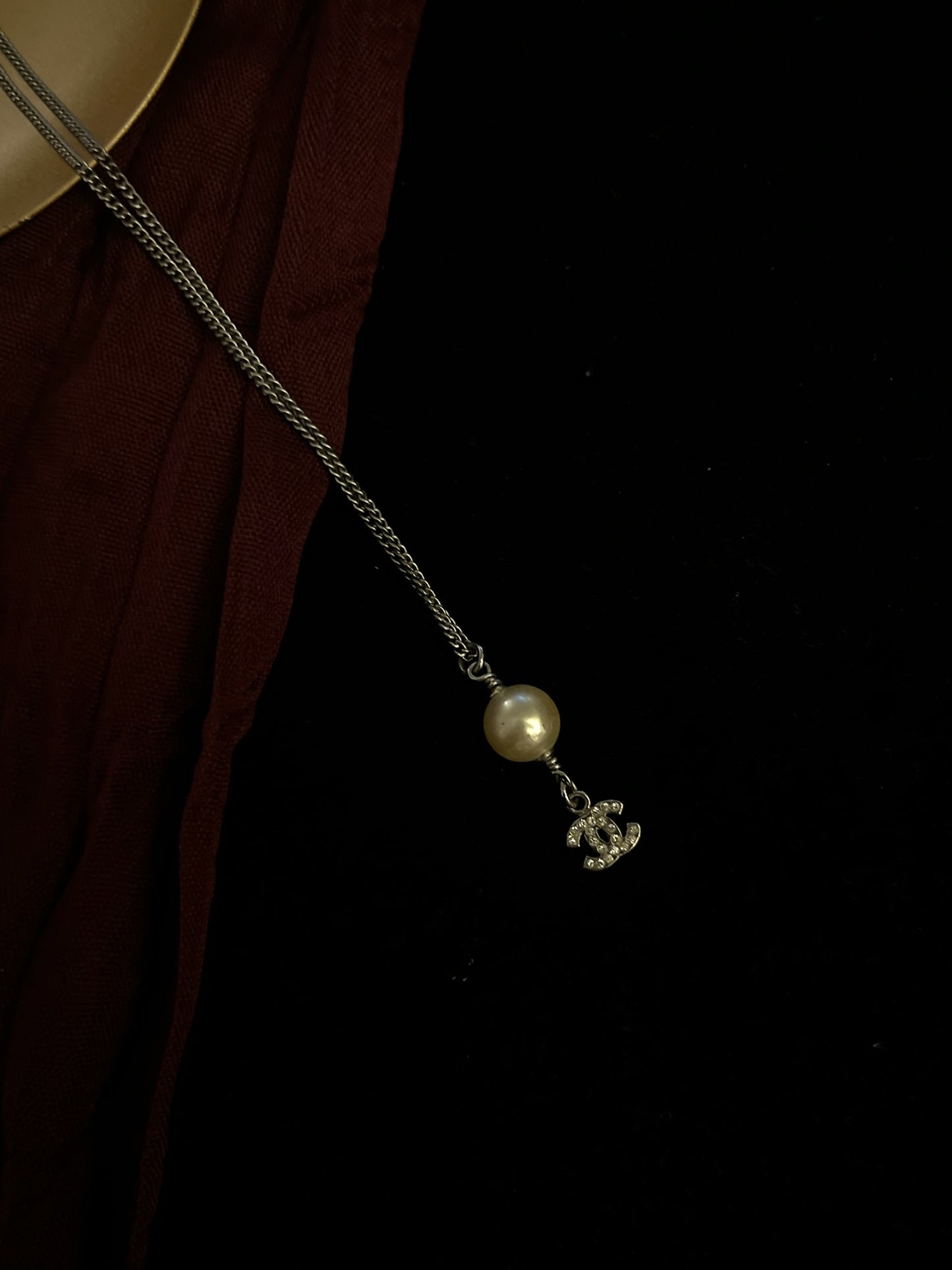 Chanel 2007 Cream Pearl CC Pendant Necklace
