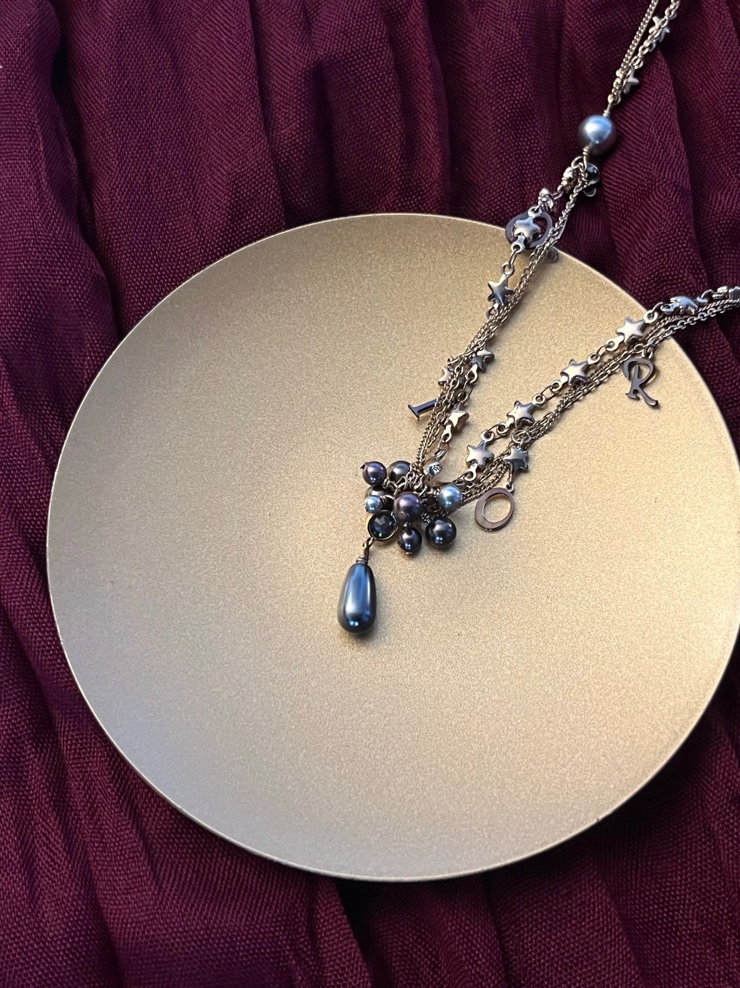 Vintage Dior Purple Pearl Starfall Double-Layer Necklace