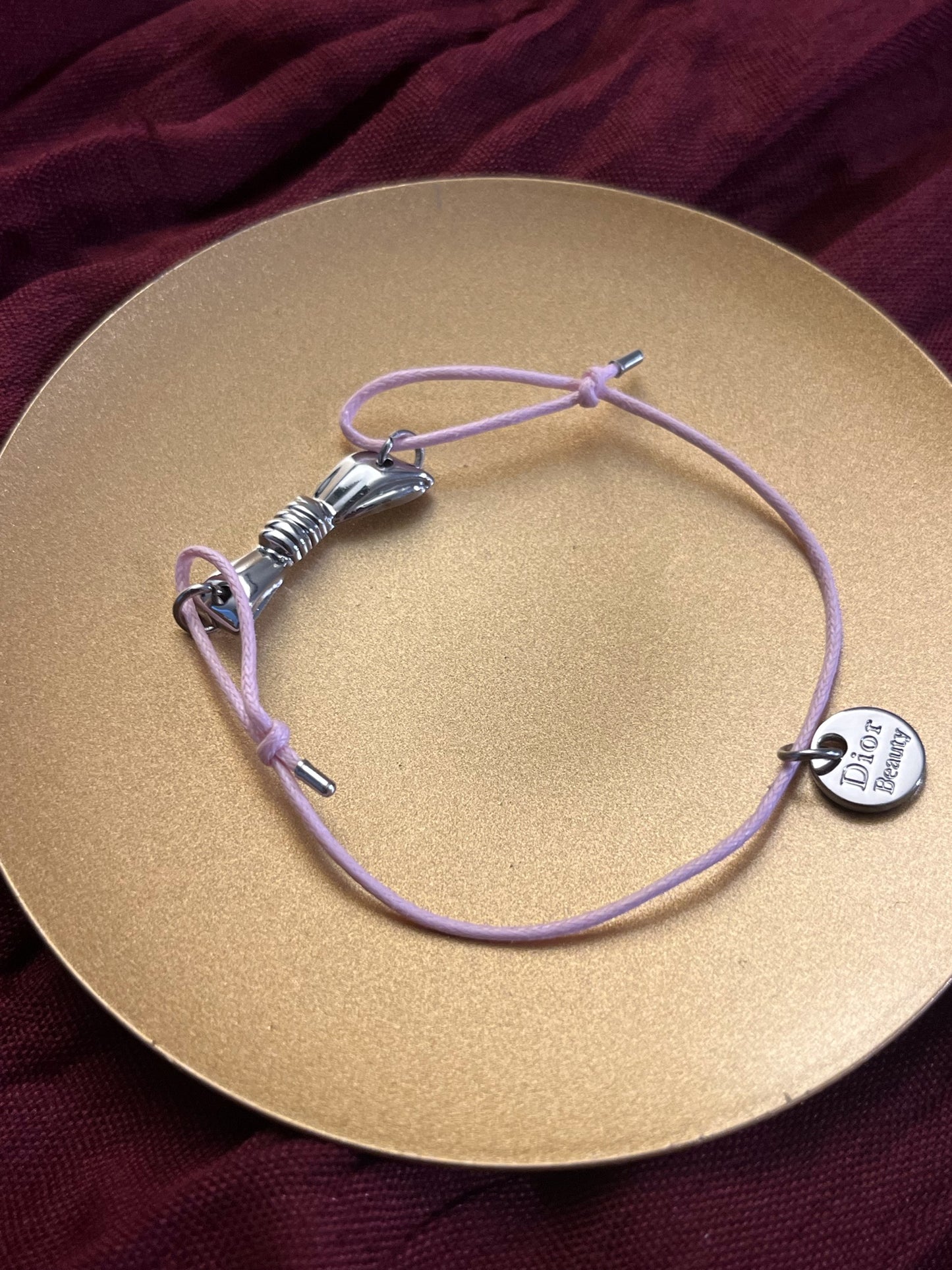 Dior Adjustable Cord Bracelet Set – Black Star & Pink Hand Charm