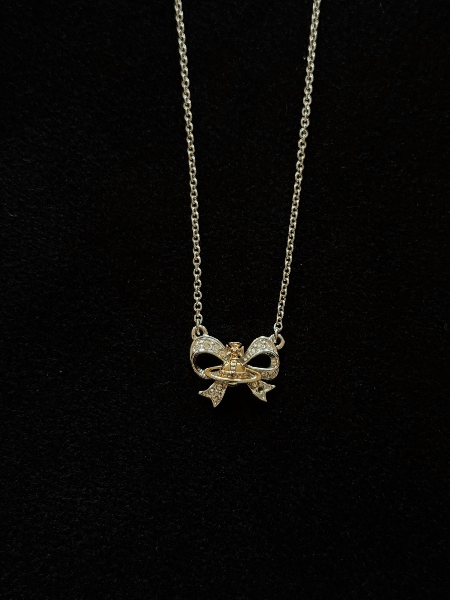 Vivienne Westwood Crystal Bow Orb Necklace